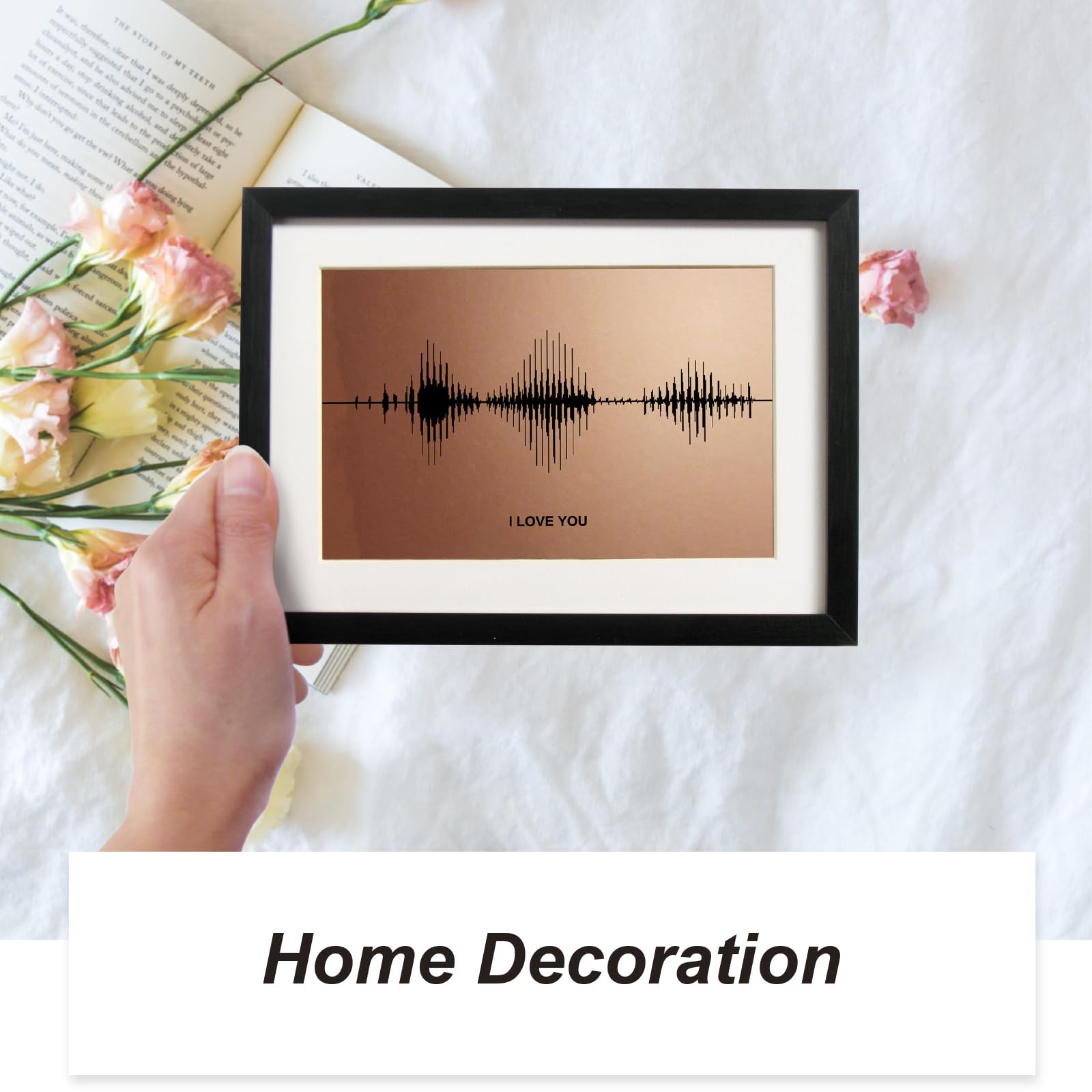 IGREAN I Love You Soundwave Art, Visible Voice Print, Bronze Gift for 8th Anniversary her him Husband Wife, Mother 's Day Gift