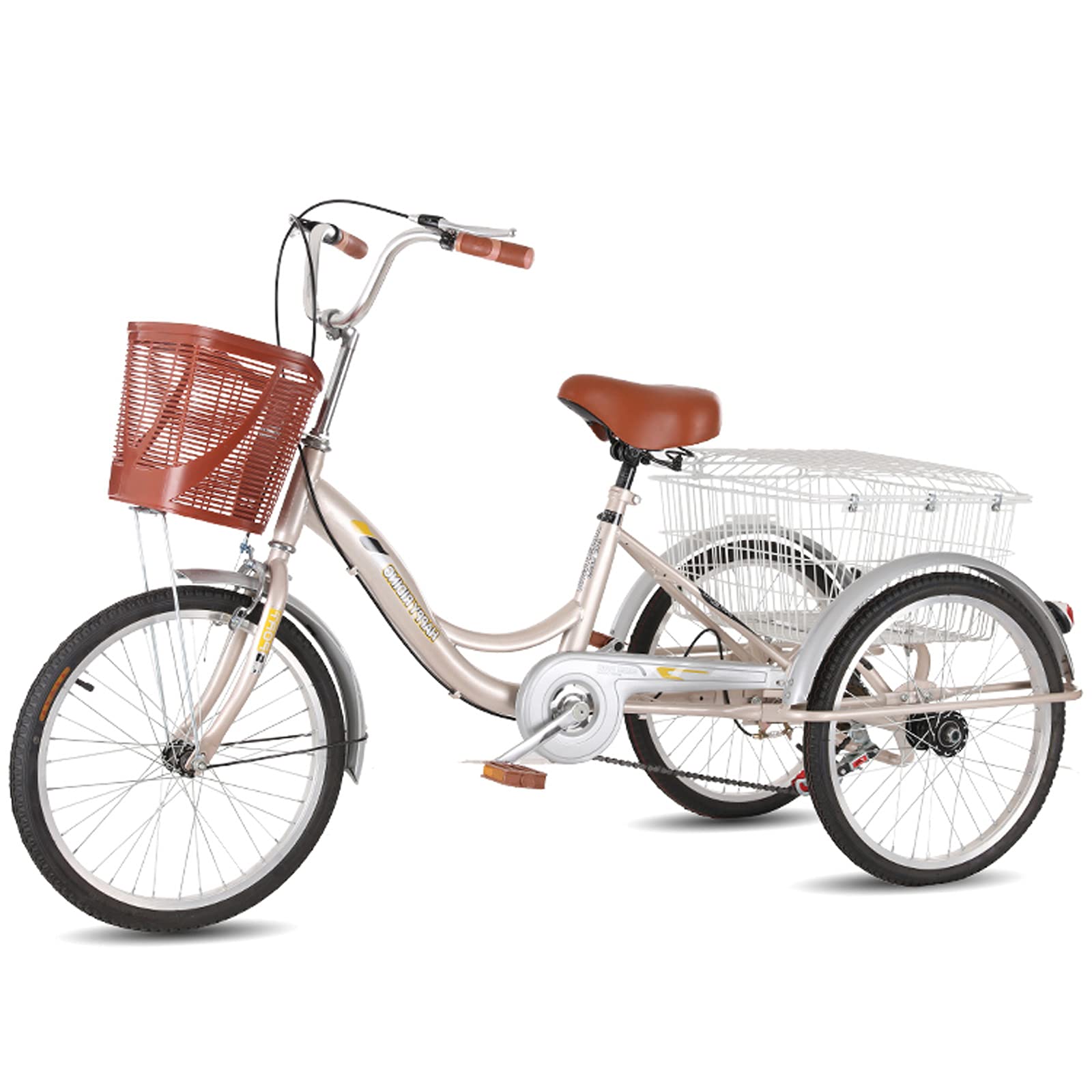 Bici a Tre Ruote Bici 20 Pollici Comfort Bikes Bike con Cestino della Spesa Triciclo Adulti Telaio in Acciaio ad Alto tenore Carbonio Cruise Trike Ricreazione Shopping Picnic Esercizio Ciclismo Peda