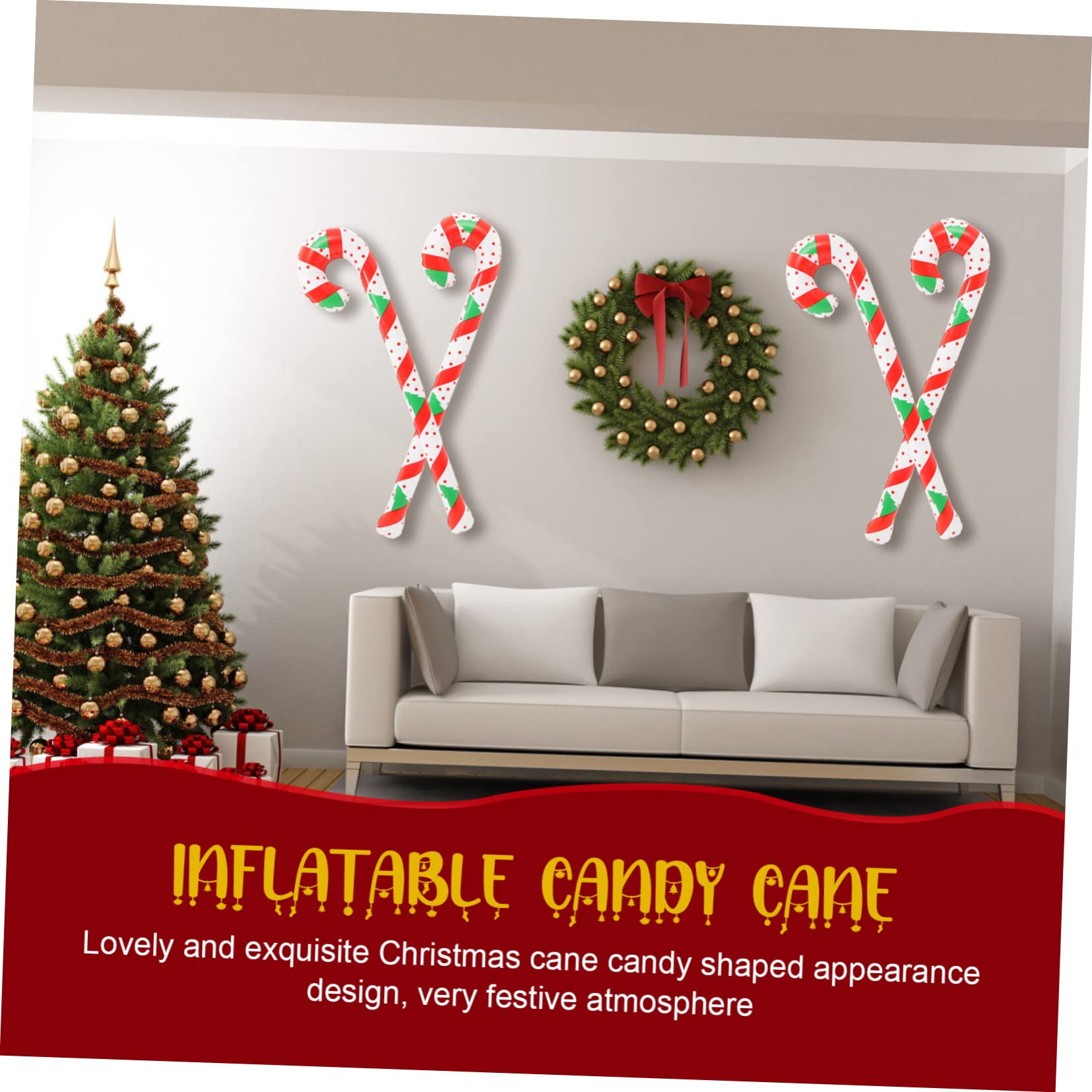 VICASKY 4 Palloncini Gonfiabili Di Zucchero Natalizi in Pvc 90 Cm, Decorazioni Natalizie Portatili Per Feste Di Compleanno Ragazzo Ragazza, Decorazioni Di Caramelle Per Esterni Ed Interni