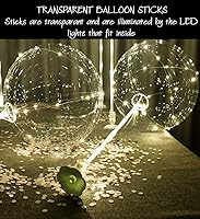 Vista 4 de Juego de palos y soportes transparentes para globos, soportes, palos de globos reutilizables para uso en la mesa con globo Bobo LED, para decoración