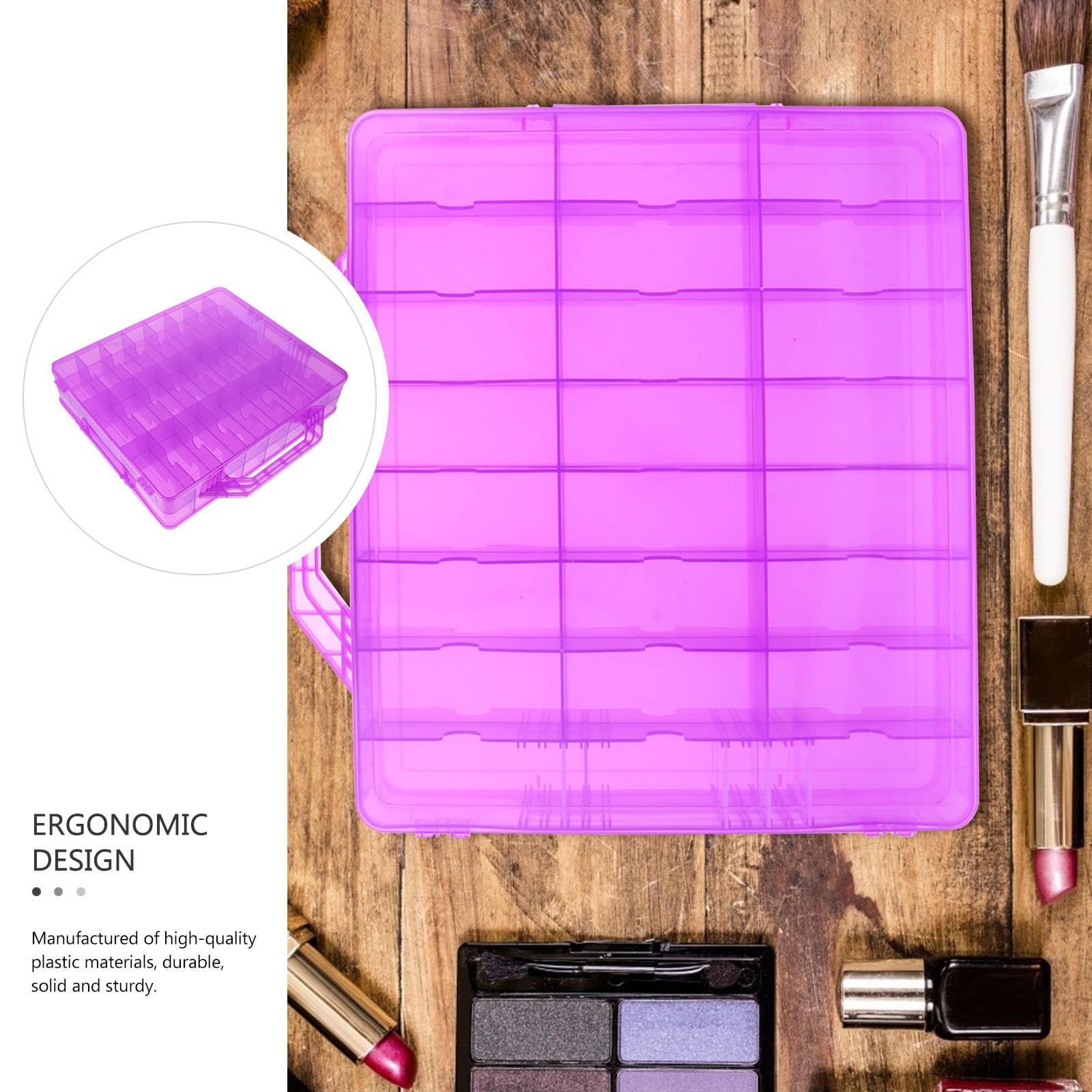 Scatola Porta Smalti Manicure, Grande Capienza, Plastica, Porpora