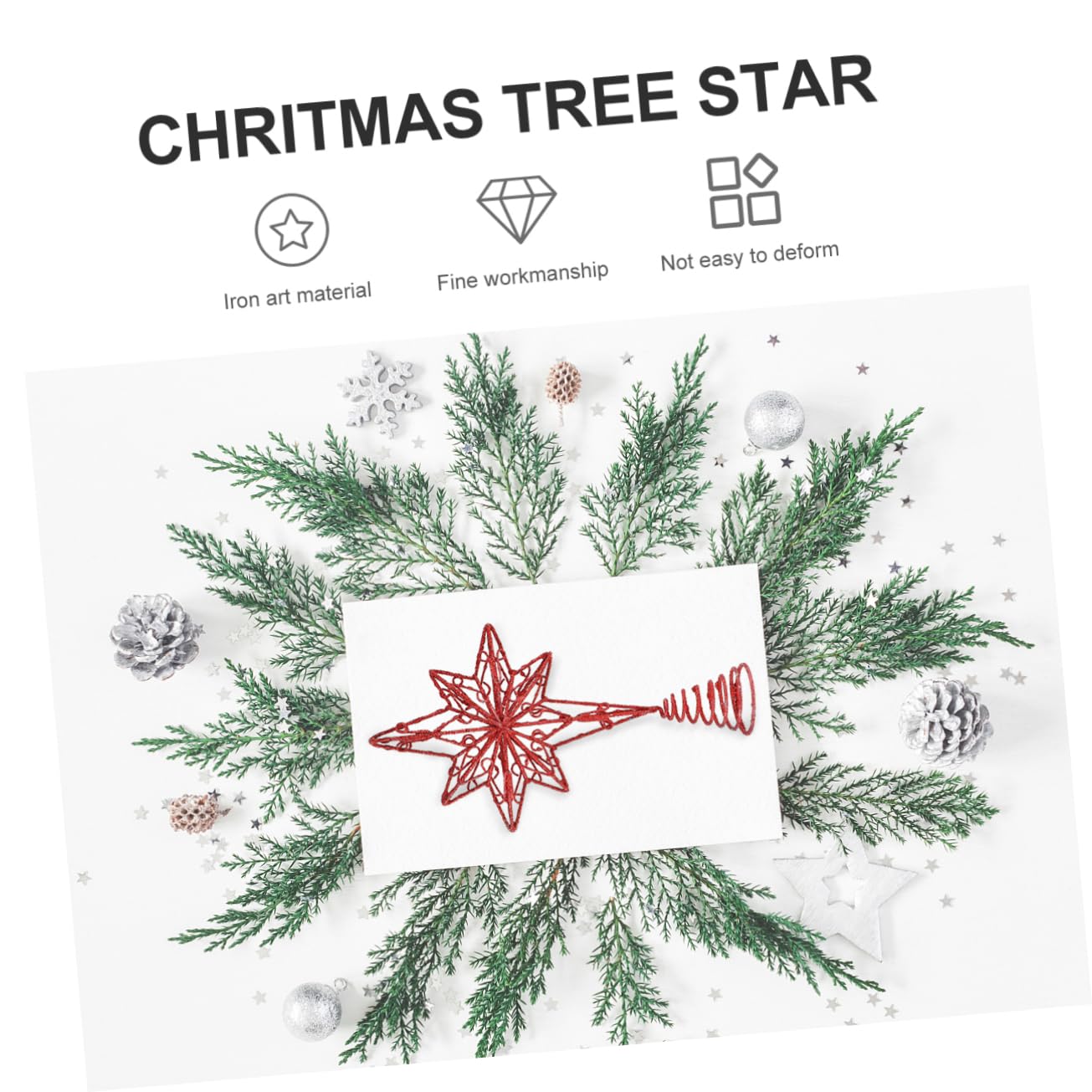 Zerodeko 3 Pièces Étoile de Noël octogonale en Haut du Sapin étoile de la des Arbres de noël Topper étoile de Sapin de noël Decoration Noel Decoration de Noel décor d'or Ornement Métal