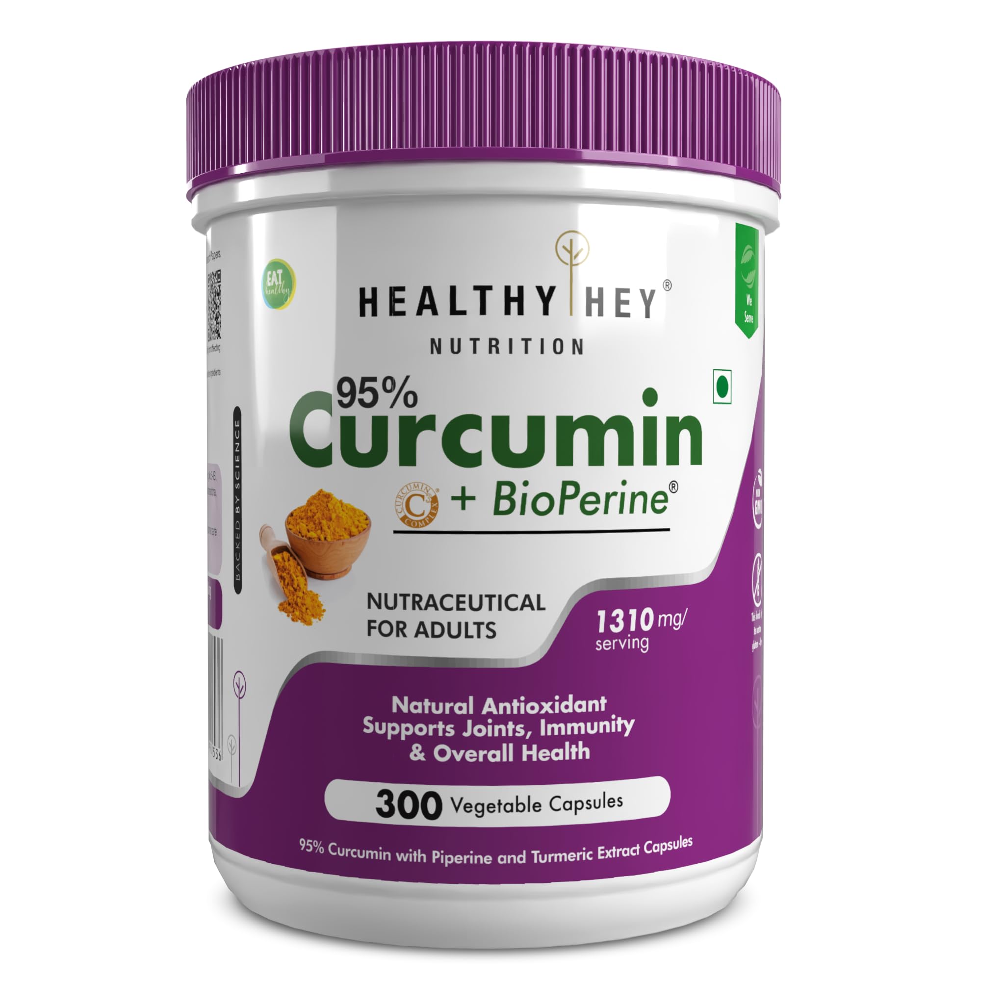 HealthyHey Nutrition Curcumin with Bioperine 1310mg (Ultra Pure) | Organic Turmeric, 300 Vegetable Capsules with Piperine (B09LM4V3HD) Amazon Price History, Amazon Price Tracker