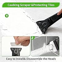 Vista 3 de Herramienta de calafateo 6 en 1, herramienta de acabado y removedor de lechada con raspador con 6 almohadillas de silicona, herramienta