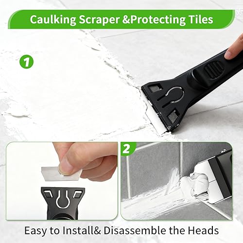 Miniatura 3 de Herramienta de calafateo 6 en 1, herramienta de acabado y removedor de lechada con raspador con 6 almohadillas de silicona, herramienta de