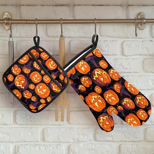 Miniatura 4 de Juego de 2 guantes de cocina antideslizantes resistentes al calor con capa interior de algodón para cocinar, barbacoa, hornear, asar a la parrilla