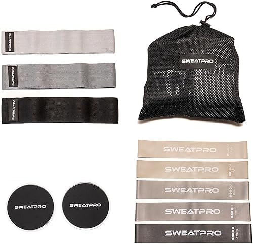 Kit de ejercicio y tonificación. Bandas de resistencia, bandas de glúteos, juego de deslizadores de núcleo para hombres y mujeres, para fitness en