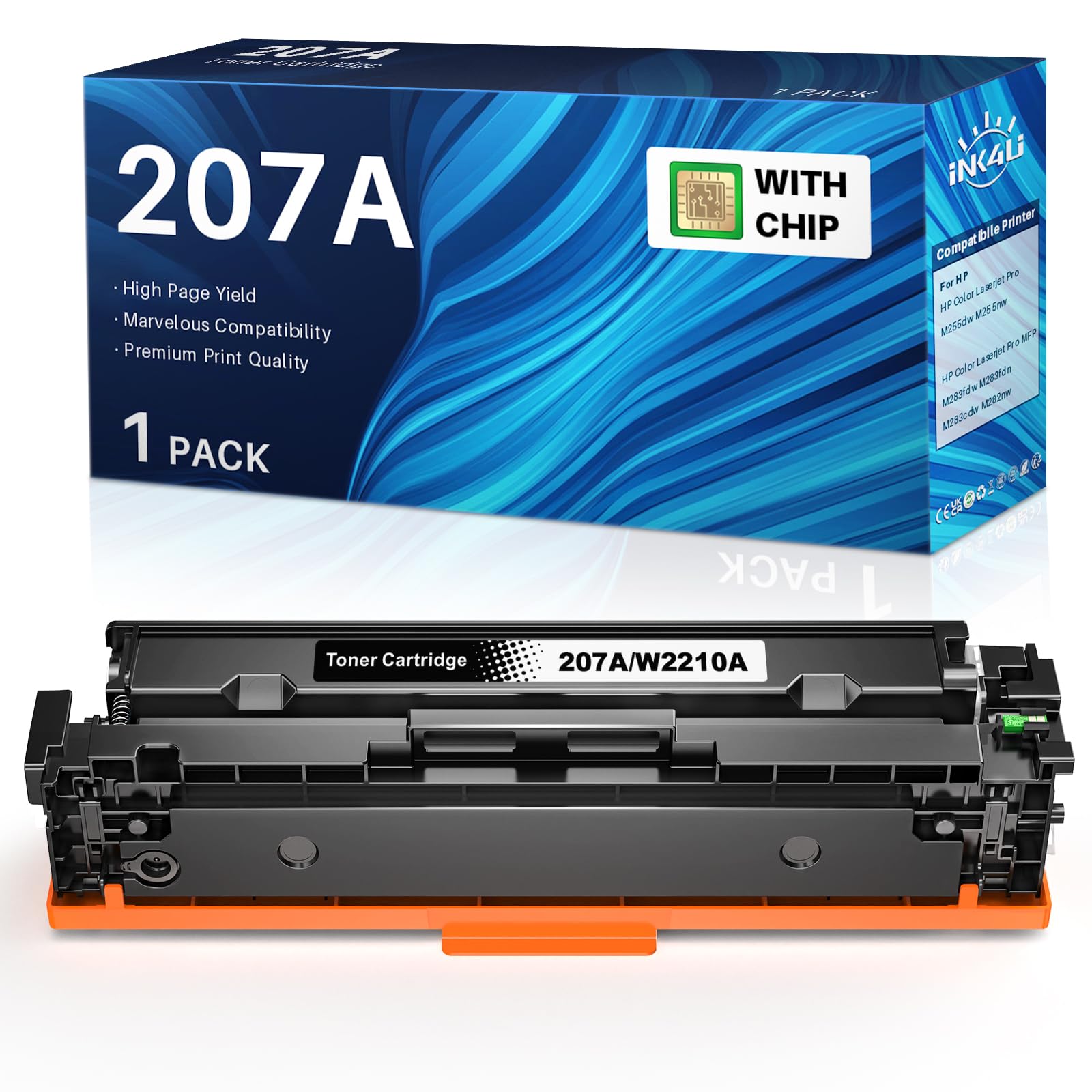 207A W2210A Toner CON CHIP compatibile per HP 207A sostitutivo per HP Color Laserjet Pro MFP M283fdw M255dw M282nw M283fdn M255nw (Nero)