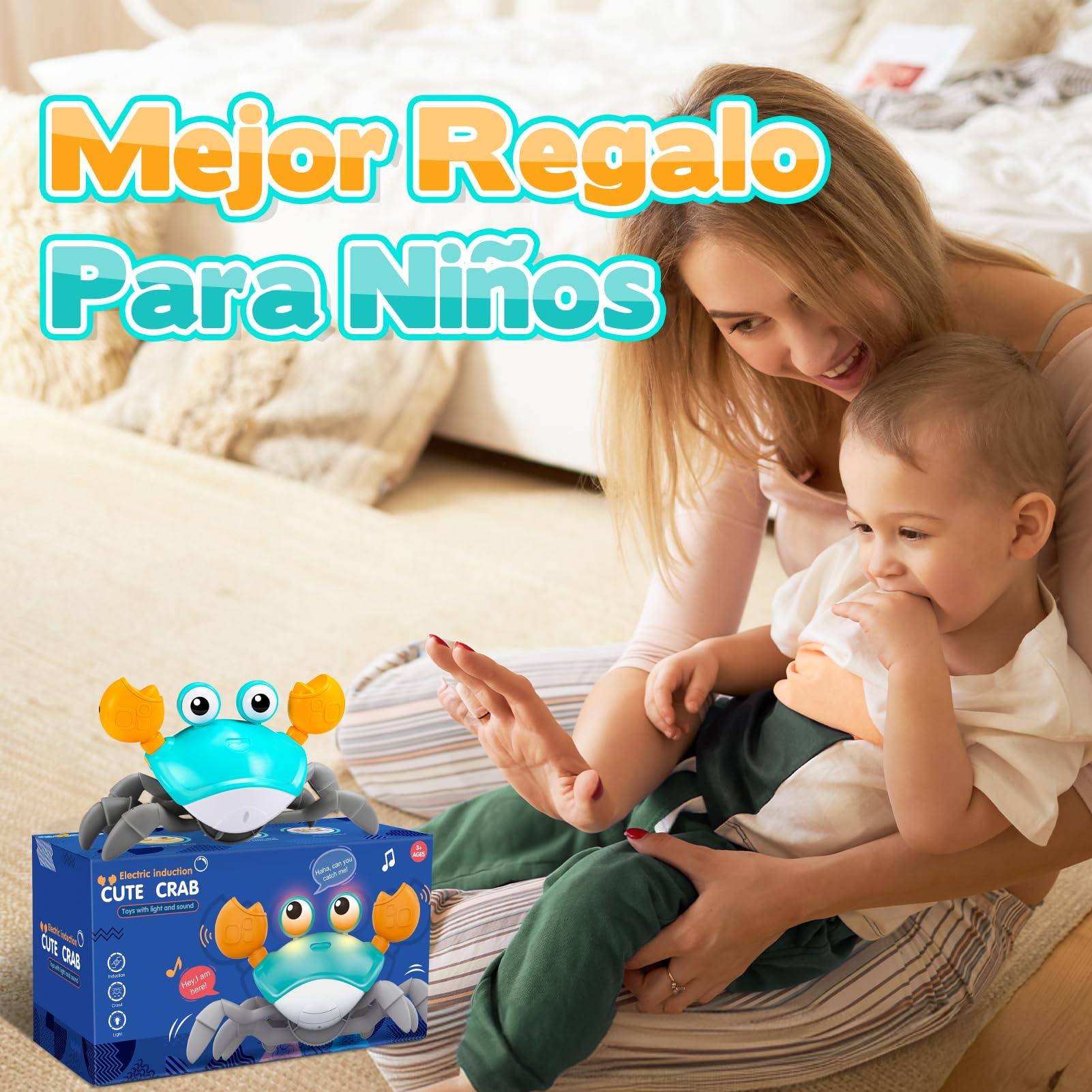 iKidiki Cangrejo Juguete Bebe, Juguetes Niños 1 2 3 4 Años Cangrejo Tummy Time Bebe Regalo Niño 1-4 Años Juguetes para Bebes de 6 a 12 Meses Regalos Cumpleaños Niños Juegos Educativos Niños 1-4 Años — view 8