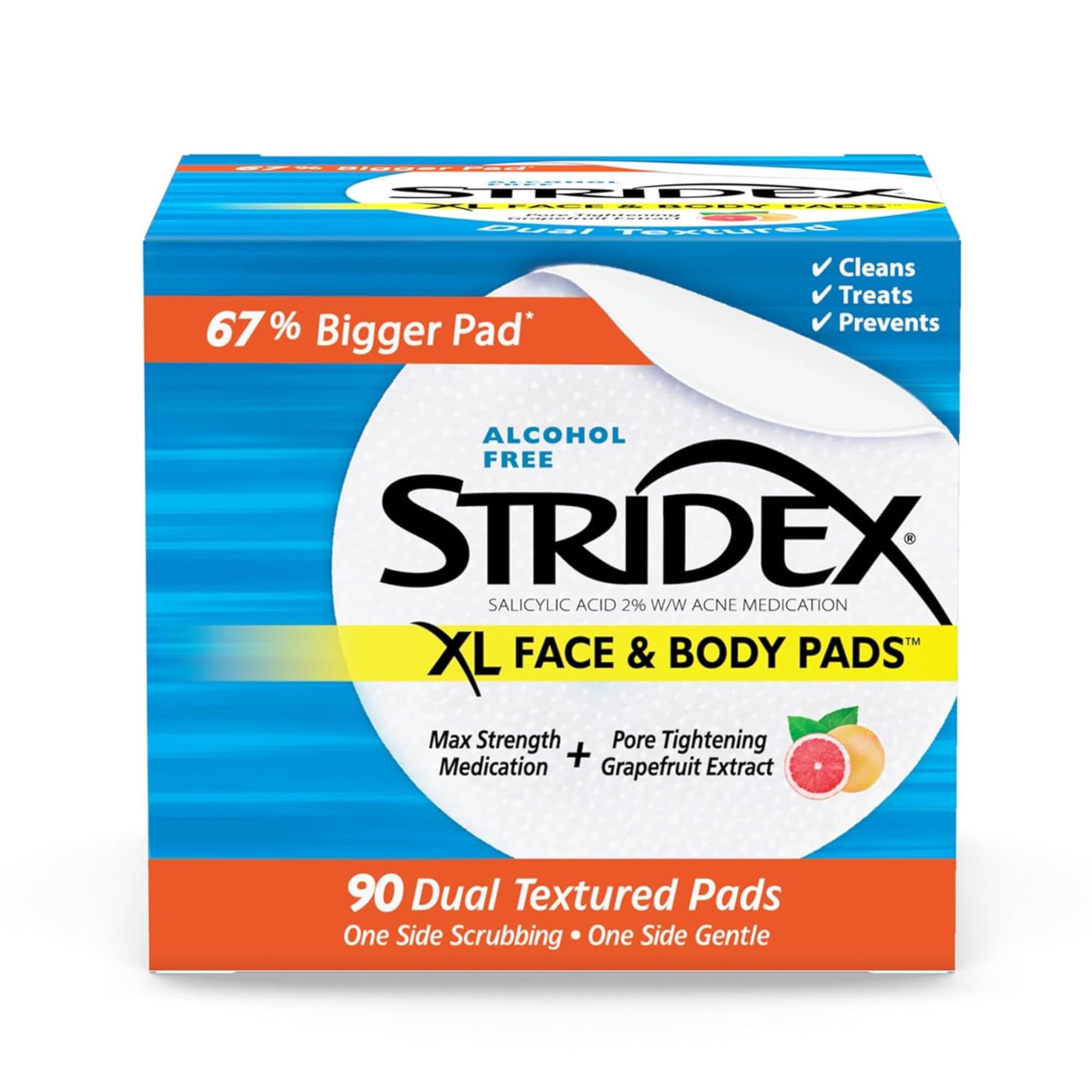 Stridex Almohadillas corporales XL para la cara, 90 unidades