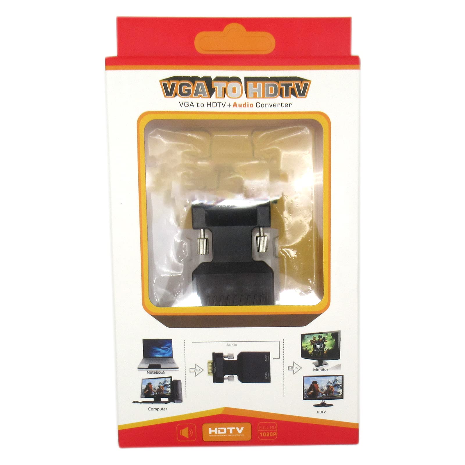 USonline911 Premium VGA To HDMI Adapter Full HD 1080P Audio Video Converter Laptop PC To TV HDTV AV