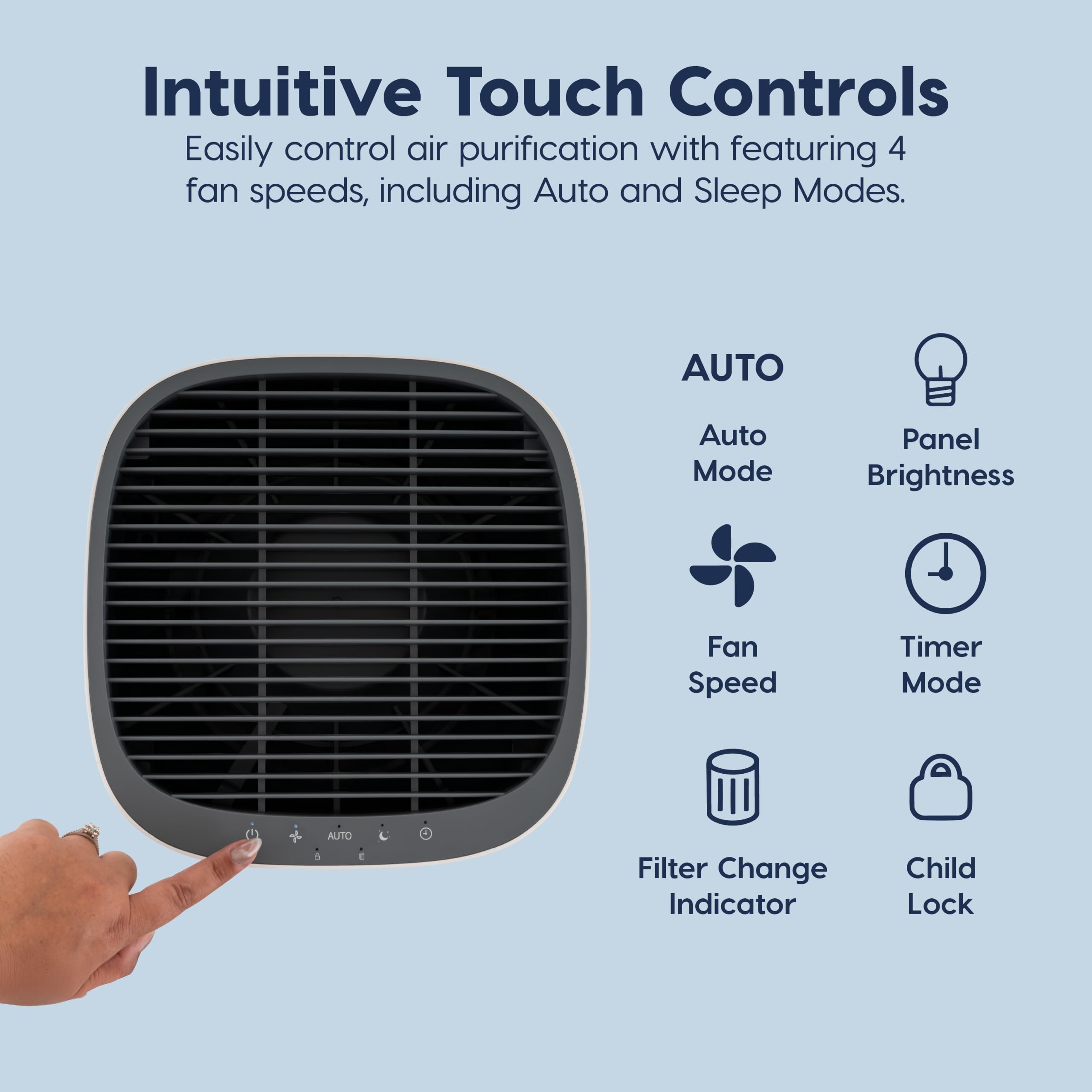 IRIS USA - Purificador de aire para habitaciones grandes, H13 True HEPA con filtro de carbono, 4 velocidades, modo automático y de suspensión, sensor de calidad del aire, cobertura de 1413 pies