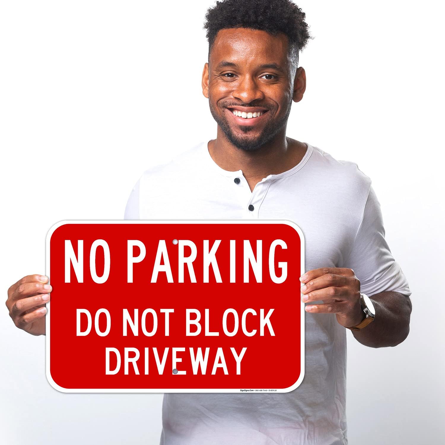 No Parking Do Not Block Driveway Sign, 12x18 Inches, Rust Free .063 Aluminum, Fade Resistant, Made in USA
