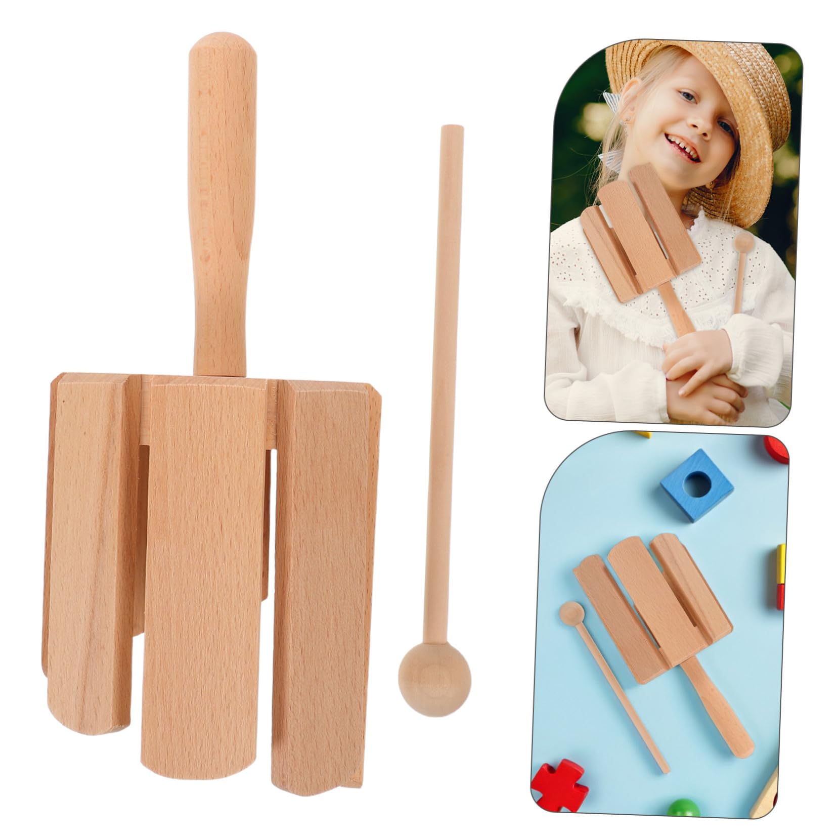 TOYANDONA 2pezzi Strumento Percussione in Legno per Ragazzo Ragazza Ragazza Toni Orff Giocattolo Musicale Educativo con Mazza per Ragazzo in Età Prescolare