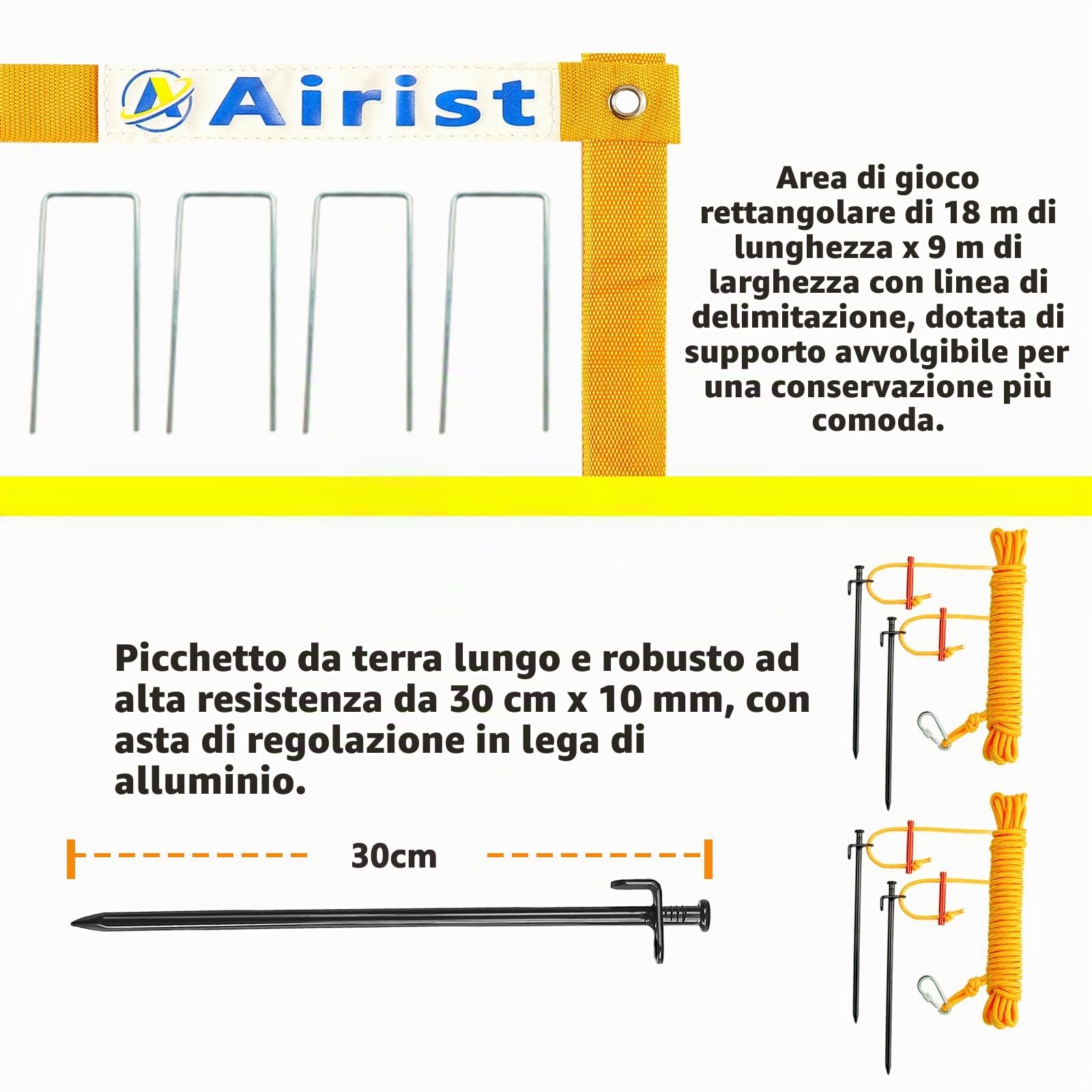 Rete da pallavolo resistente per esterni con sistema anti-abbassamento in acciaio, pali in alluminio regolabili, set di reti da pallavolo professionali per cortile e spiaggia, pallavolo e borsa