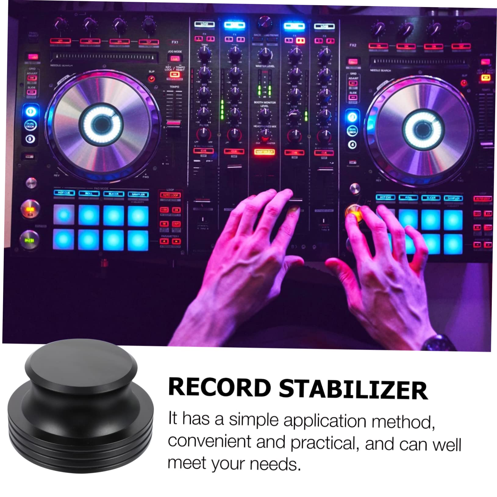 Stabilizzatore per Giradischi in Alluminio Nero 400g per Vinili Funzione Anti-vibrazione e Miglioramento Qualità Audio per Dischi in Vinile