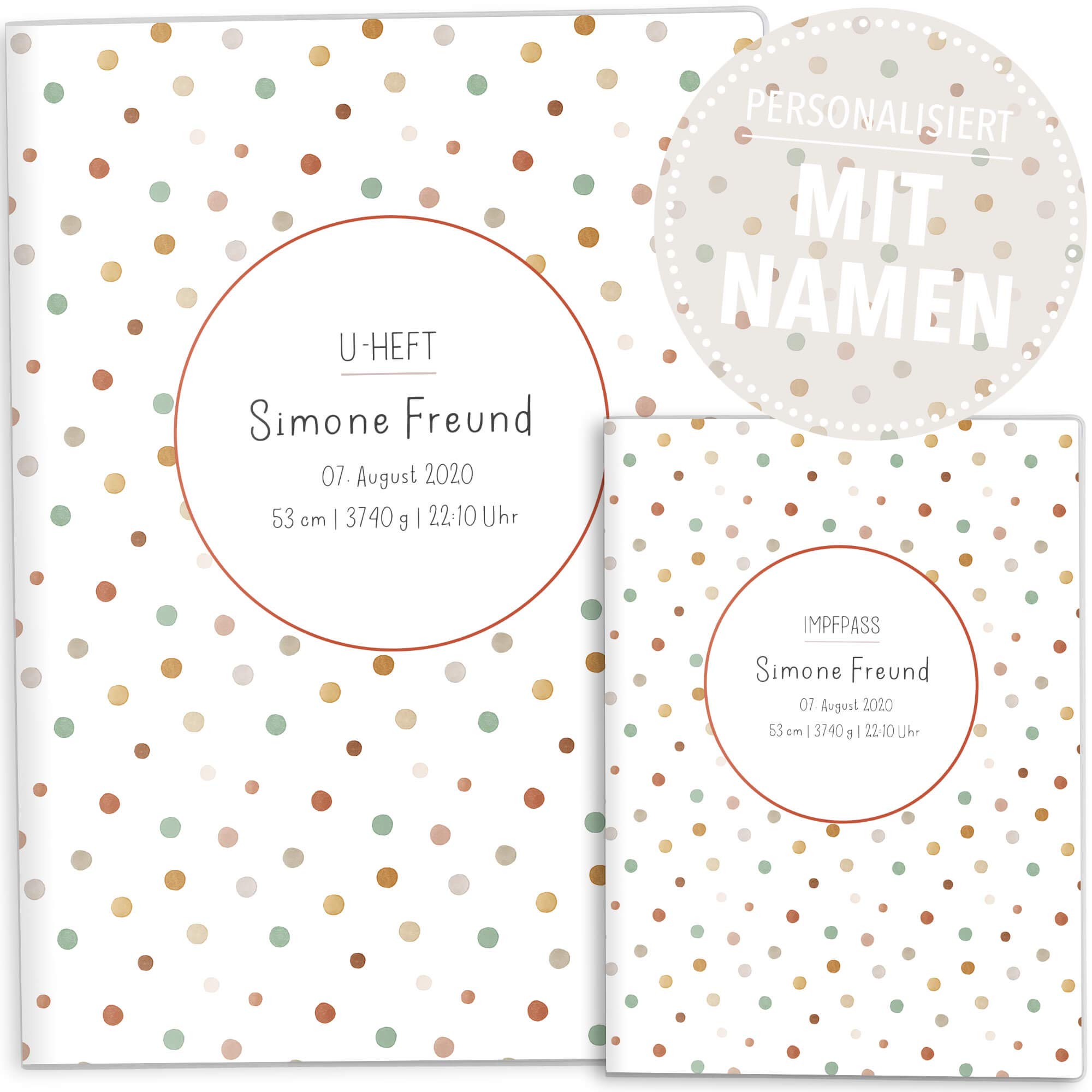 OLGS U-Heft und Impfpasshülle Set | Little Friend | Untersuchungsheft Hülle & Impfpass Hülle | personalisierte Geschenke | Babygeschenke zur Geburt (U-Heft Set 2-teilig personalisiert, Tommy Blanko)
