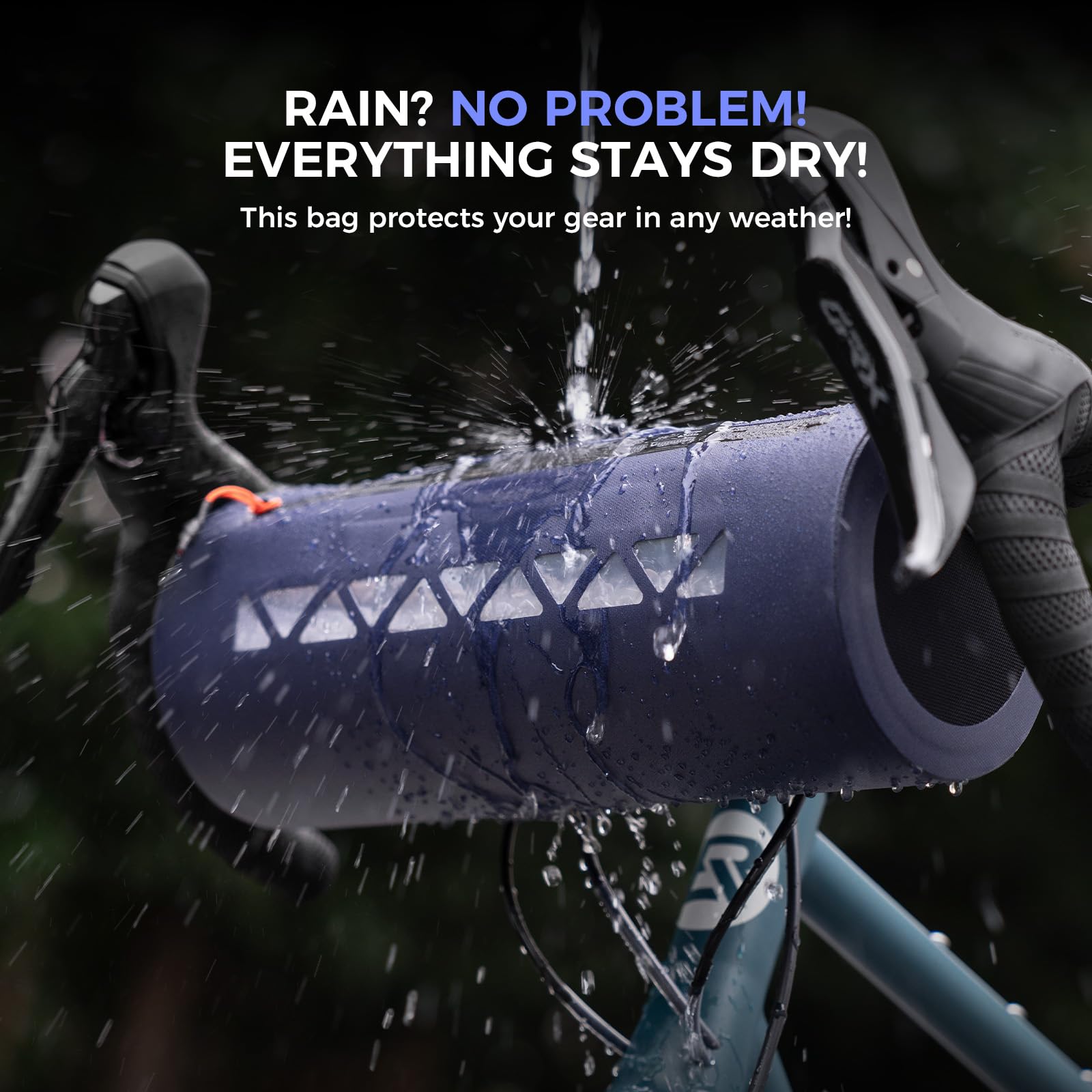 ROCKBROS Road to Sky Borsa Manubrio Bici Impermeabile, Borsa Anteriore a Rullo per Gravel, Grande Capacità 4L, Tasca Laterale in Rete, per MTB, Bici da Strada, Blu