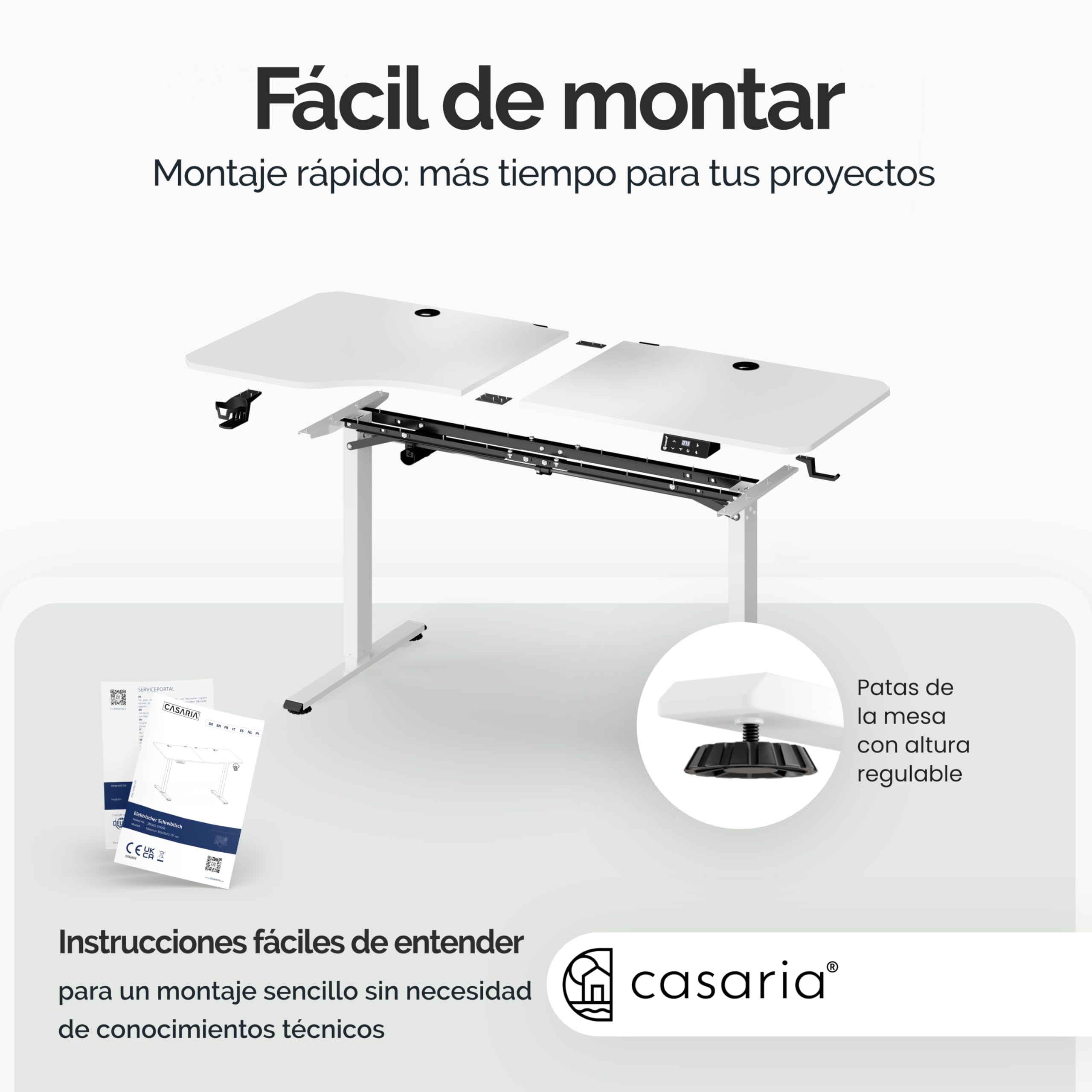 CASARIA® Escritorio Ajustable en Altura Acero Función Memoria 160x75cm Pantalla LCD Mesa Gaming Ergonómica Oficina