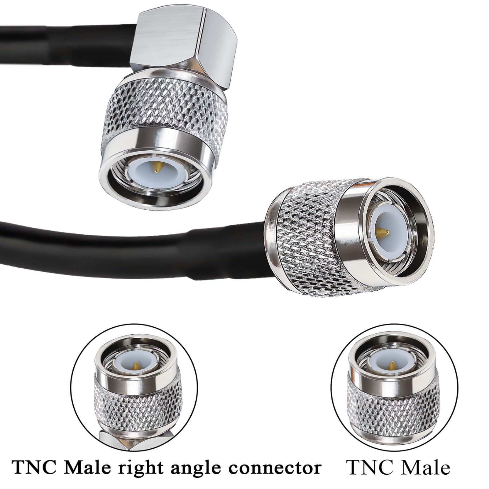LIHUA RG58 kabel koncentryczny wtyczka męska do męskiego kąt prosty W/i/Fi an/te/na przedłużacz kabel o niskiej stratności 30 cm 50 cm 1M-5 m (3 m)