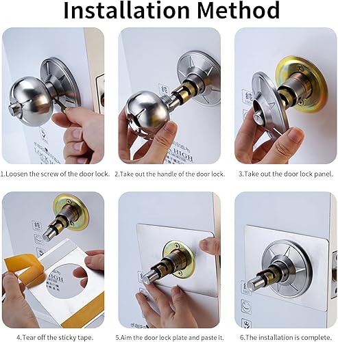 Miniatura 6 de Placa de refuerzo de puerta, placa de reparación de cerradura de puerta, pomos de puerta de acero inoxidable, soporte de placa de fijación - Fija y