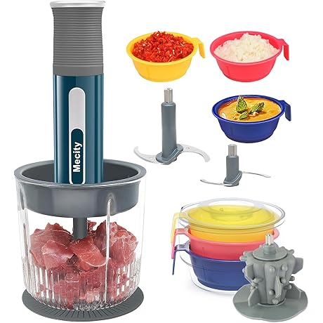Mecity Cordless Food Processor Combined With Vegetable Chopper, Meat Grinder, Garlic Peeling Machine