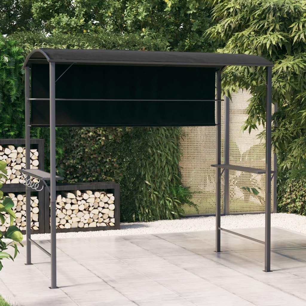 Pawilon ogrodowy 220 x 110 x 200 cm, antracytowy, z wodoodpornym dachem poliestrowym i malowaną proszkowo metalową ramą, na imprezę w ogrodzie, na taras, kemping, wesele, grillowanie