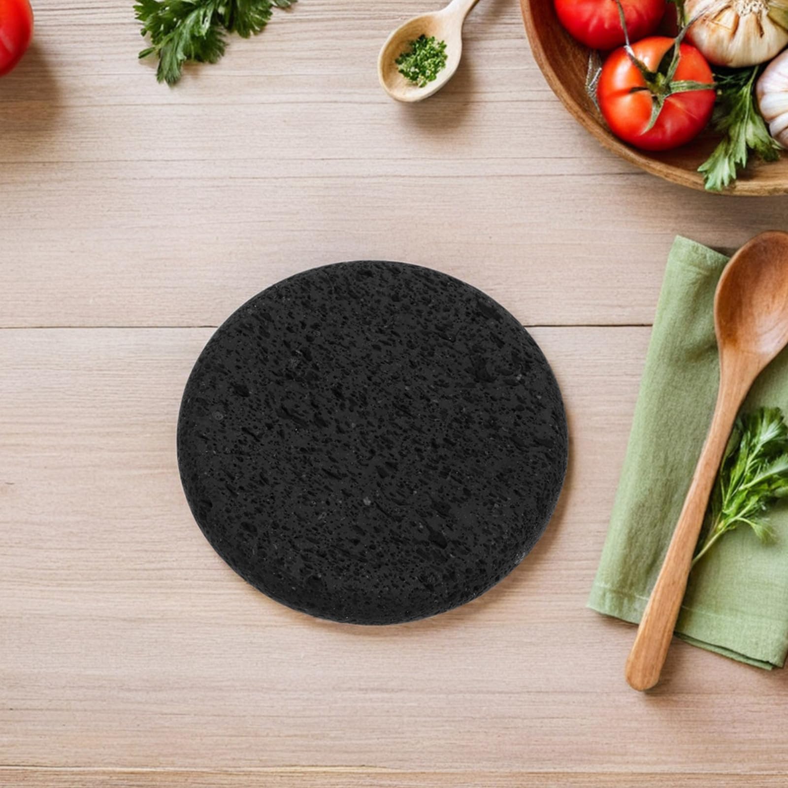 Cabilock Pietra per Grigliare Rotonda in Pietra Lavica 13 Cm | Pizza e Carni, Uso Outdoor e Piastra Teppanyaki, Resiste a Temperature Elevate e Pulizia Semplice