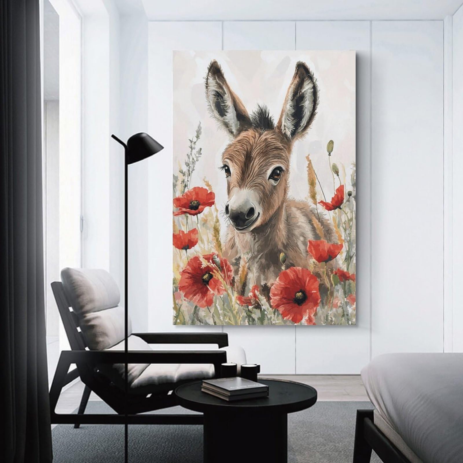 Junmoney Unframe-Style-23 Donkey Poster Art Print Canvas Wall Art 24X36inch(60X90cm), For Workspace Walls, Study Corners Or Bedrooms, Wall Art That Adds Style To Work Areas
