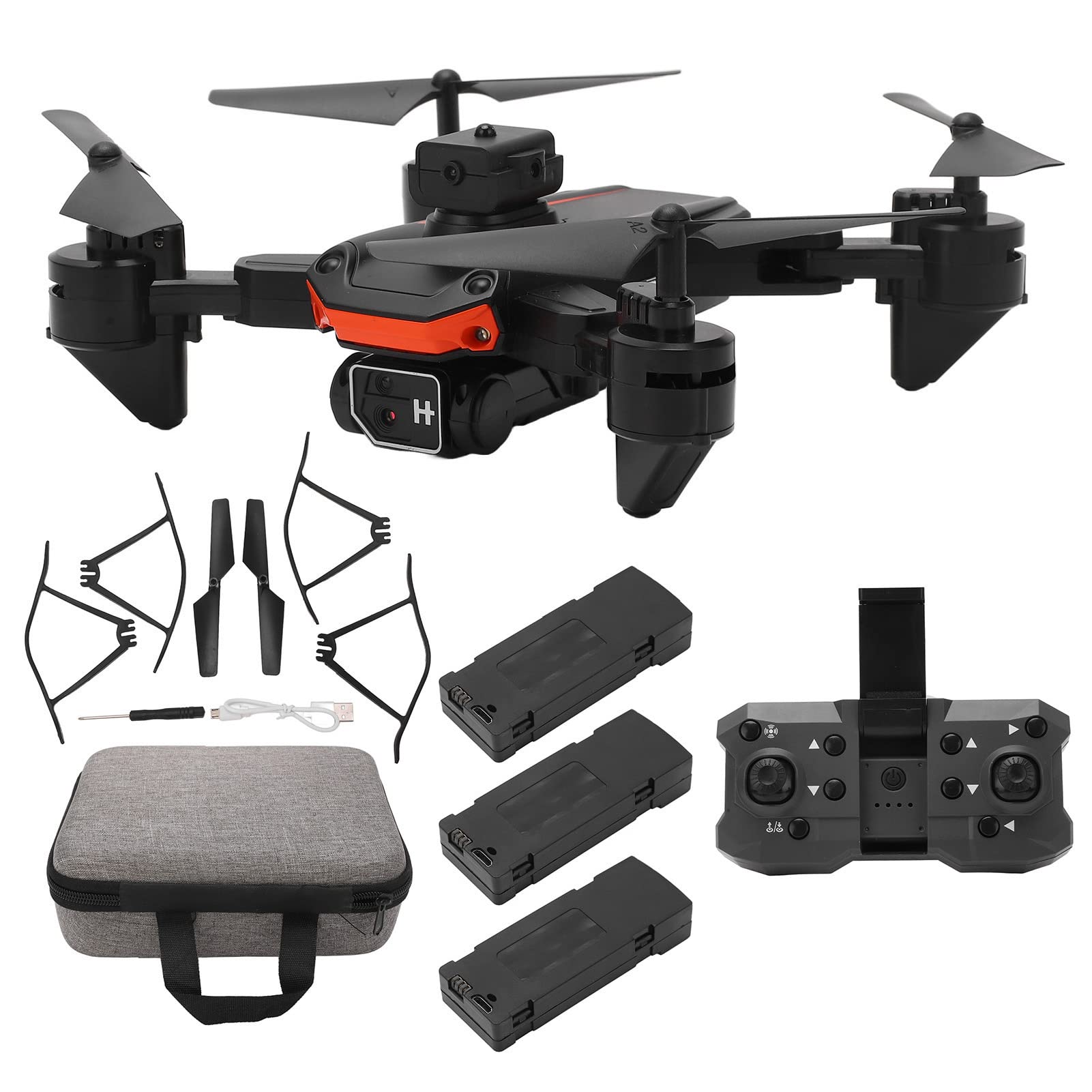 Dron plegable ultraligero, Dron con cámara 4K, ajuste de velocidad de inicio de una tecla, aplicable para mayores de 14 años (batería de control remoto no incluida)(Triple electricidad)