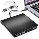 External DVD Drive, Portable USB 3.0 CD +/-RW Drive DVD Player for ROM Rewriter Burner for Laptop Desktop, Compatible with Windows 7/8/10/11 Mac MacBook Pro/Air… (DVD Burner)