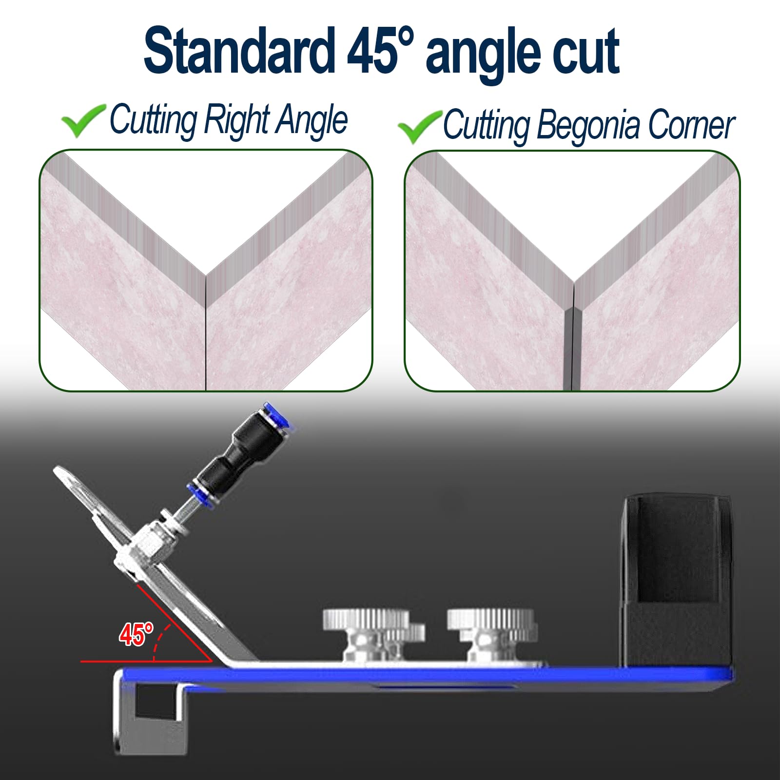 Support pour Meuleuse d'Angle 45° avec Tapis Antidérapant, Réglable pour Meuleuses Type 100, Outil pour Chanfreinage de Carrelage, Céramique et Pierre