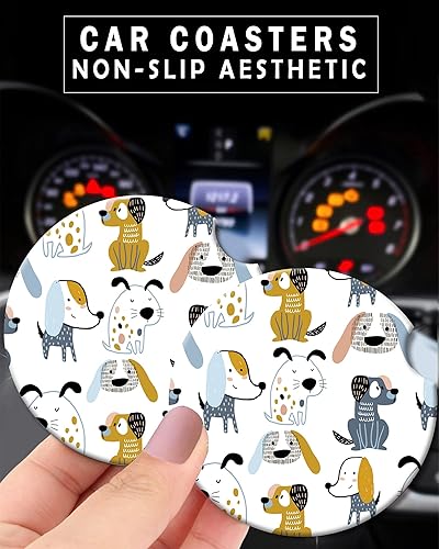 Miniatura 2 de Posavasos absorbentes para automóvil, paquete de 2 posavasos para mujeres y hombres, bonitos accesorios de automóvil con una muesca de dedo para una