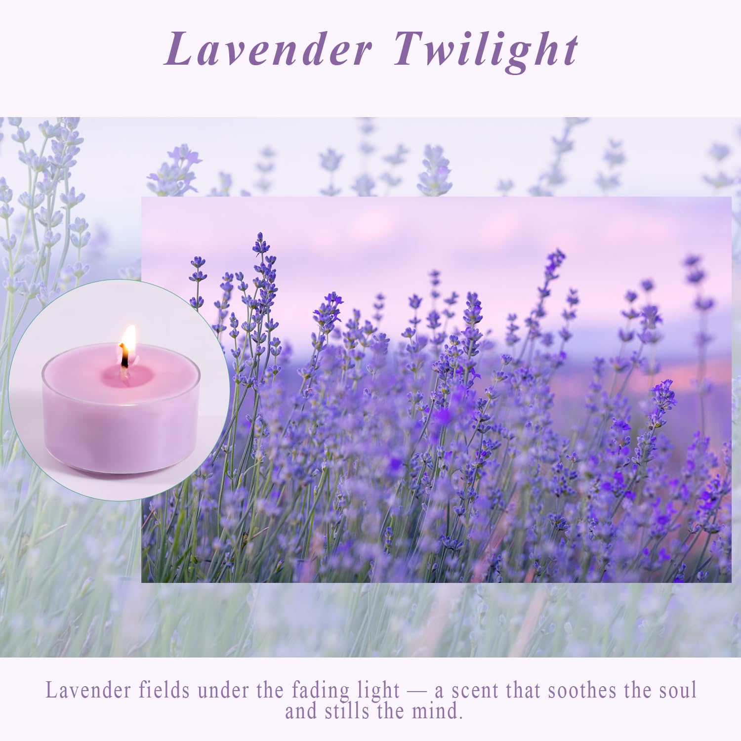 Zapachowe świece herbaciane, lawendowy zmierzch, 48 sztuk – fioletowe świece tealight – 100% wosk palmowy, 6-godzinna aromaterapia, świeczka wotywna do relaksu, spa, jogi, dekoracji domu