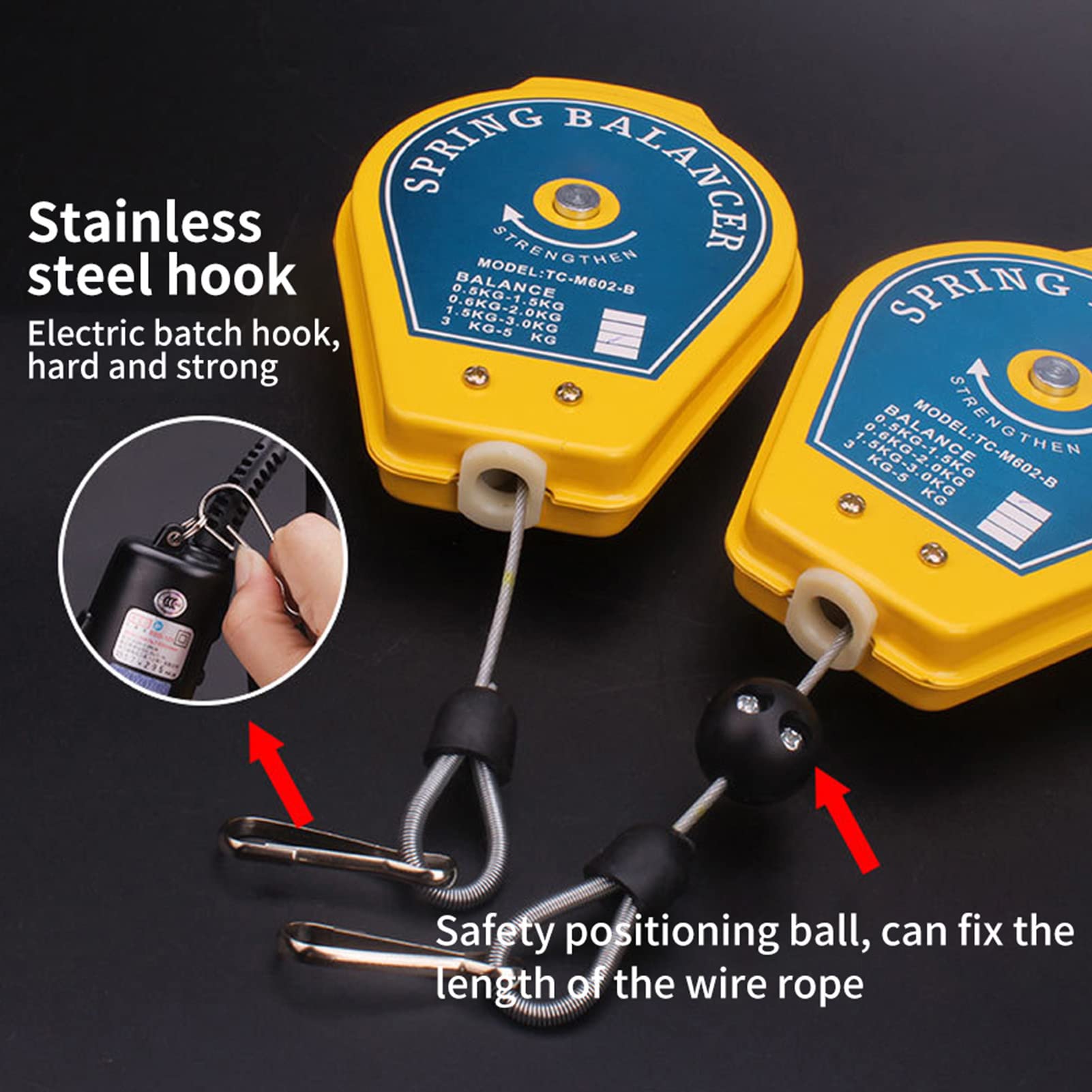 Soporte Retráctil para Accesorios de Herramientas de Equilibrador de Resorte para Equipos de Línea de Ensamblaje, Longitud de Estiramiento de 1,3 Metros con Capacidad de 1,1 a