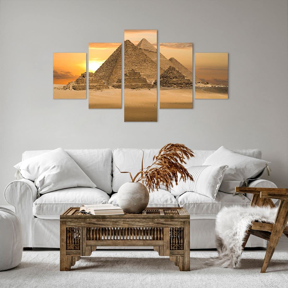 Cuadro sobre Lienzo 125x70cm Moderno Tríptico Arquitectura Paisajes - 2196