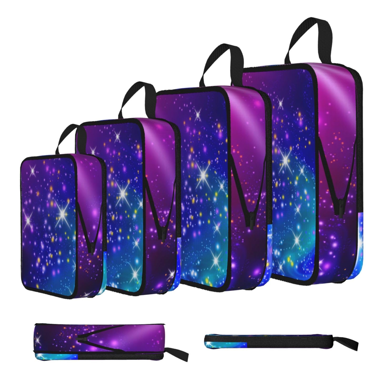 Mysterious Stars Print 4 Set Compression Packing Cubes For Suitcases,Expandable Storage Bags Organizers