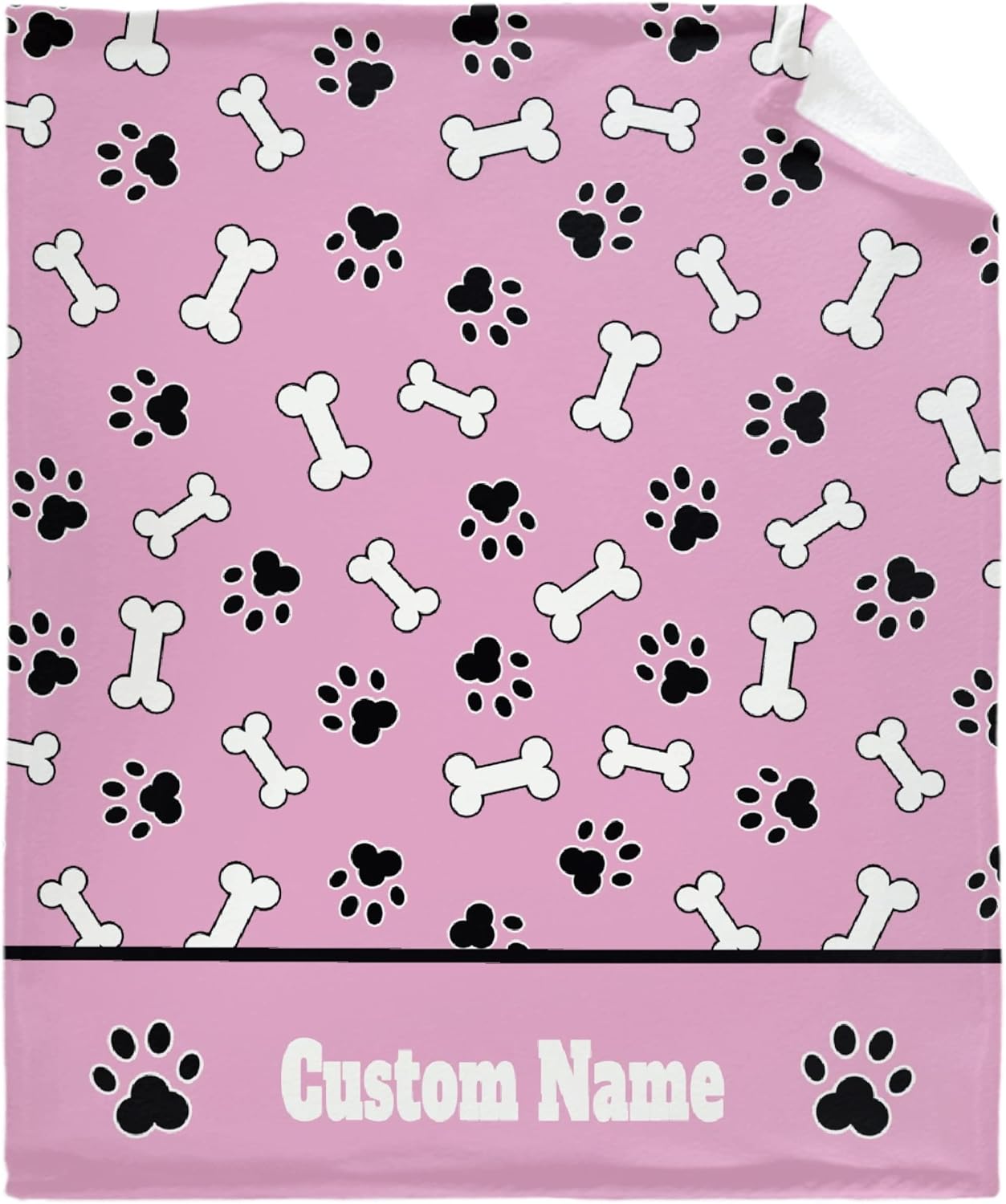 Lynnezilla Personalized Dog Blanket with Bones Paw,Custom