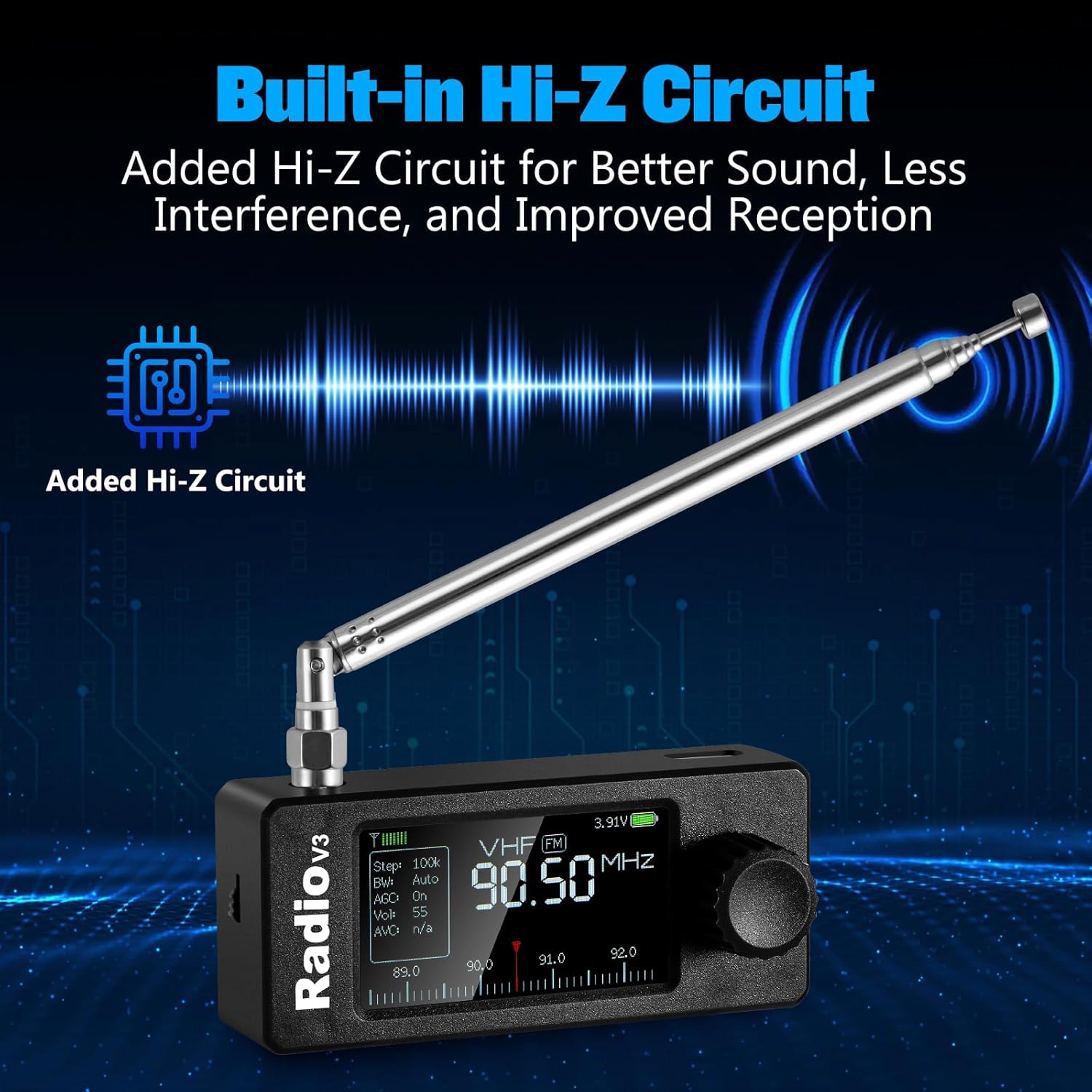 Si4732 Mini Radio V3 Pocket Radio | Mode: AM/FM/LSB/USB Band: HF SW MW VHF All Band Radio Receiver | 800mAh Battery for Outdoor Adventures, Travel, and Daily Use (Headphone Amplifier)