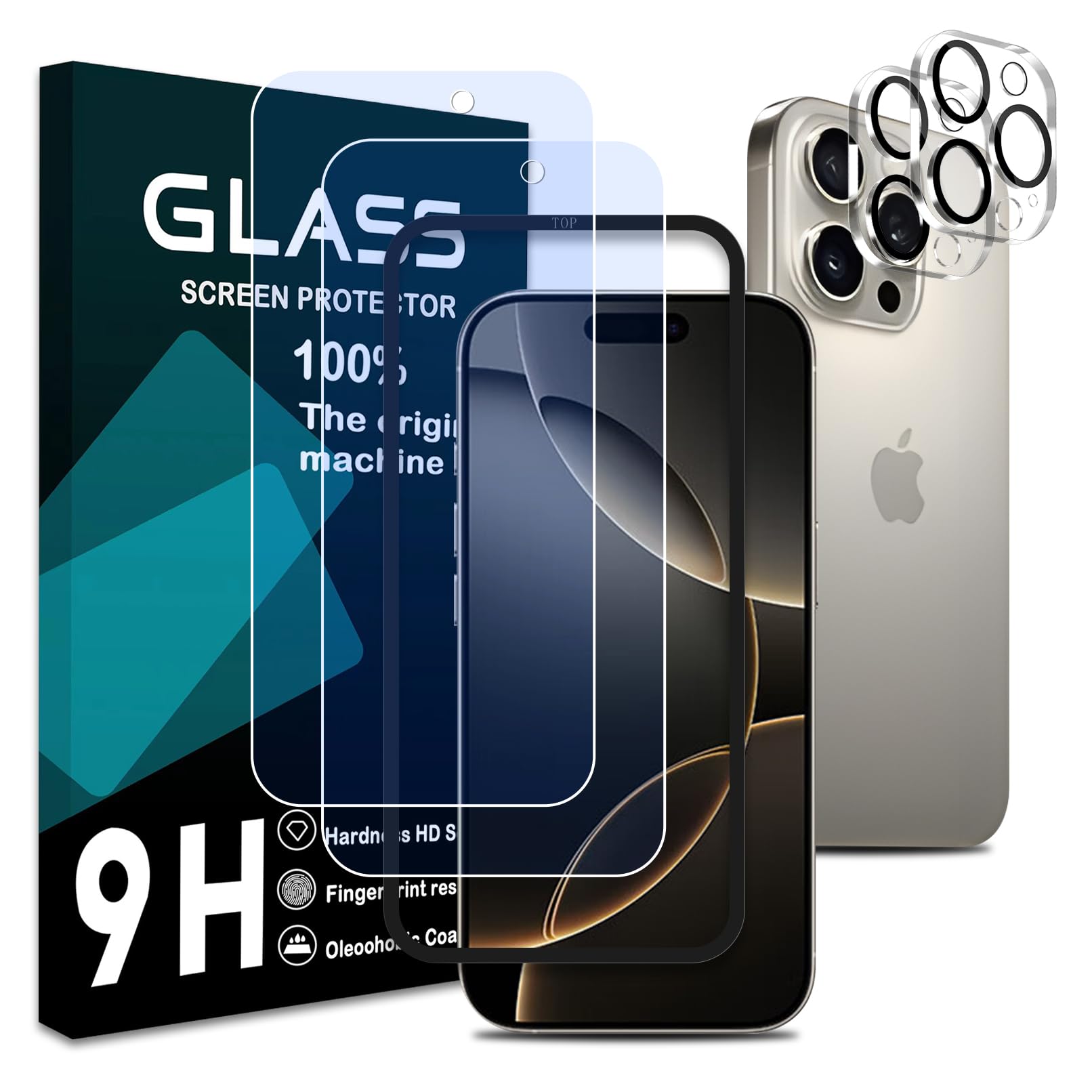 対応 iPhone16 Pro Max ガラスフィルム ブルーライトカット 【ガイド枠付き】 【2+2枚セット- 国産旭硝子素材】 iPhone16 pro max フィルム ブルーライト(2枚) + レンズ保護フィルム (2枚) アイホン 16 プロ マックス 強化ガラス 保護フィルム 超薄 硬度9H 飛散防止 指紋防止 耐衝撃 自動吸着 気泡ゼロ 貼り付け簡単 高感度 高透過率