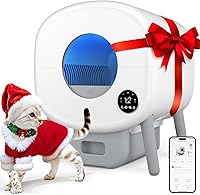 Cumrige Automatic Self-Cleaning Litter Box for Cats - App Control, Safety Sensors, Large 95L Capacity, Quiet & Odor-Free, White/Grey