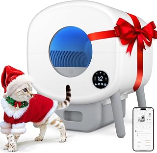 Cumrige Self-Cleaning Litter Box: Automatic Large Capacity for Cats, App Control, Safety Sensors, Odor Control, White & Grey