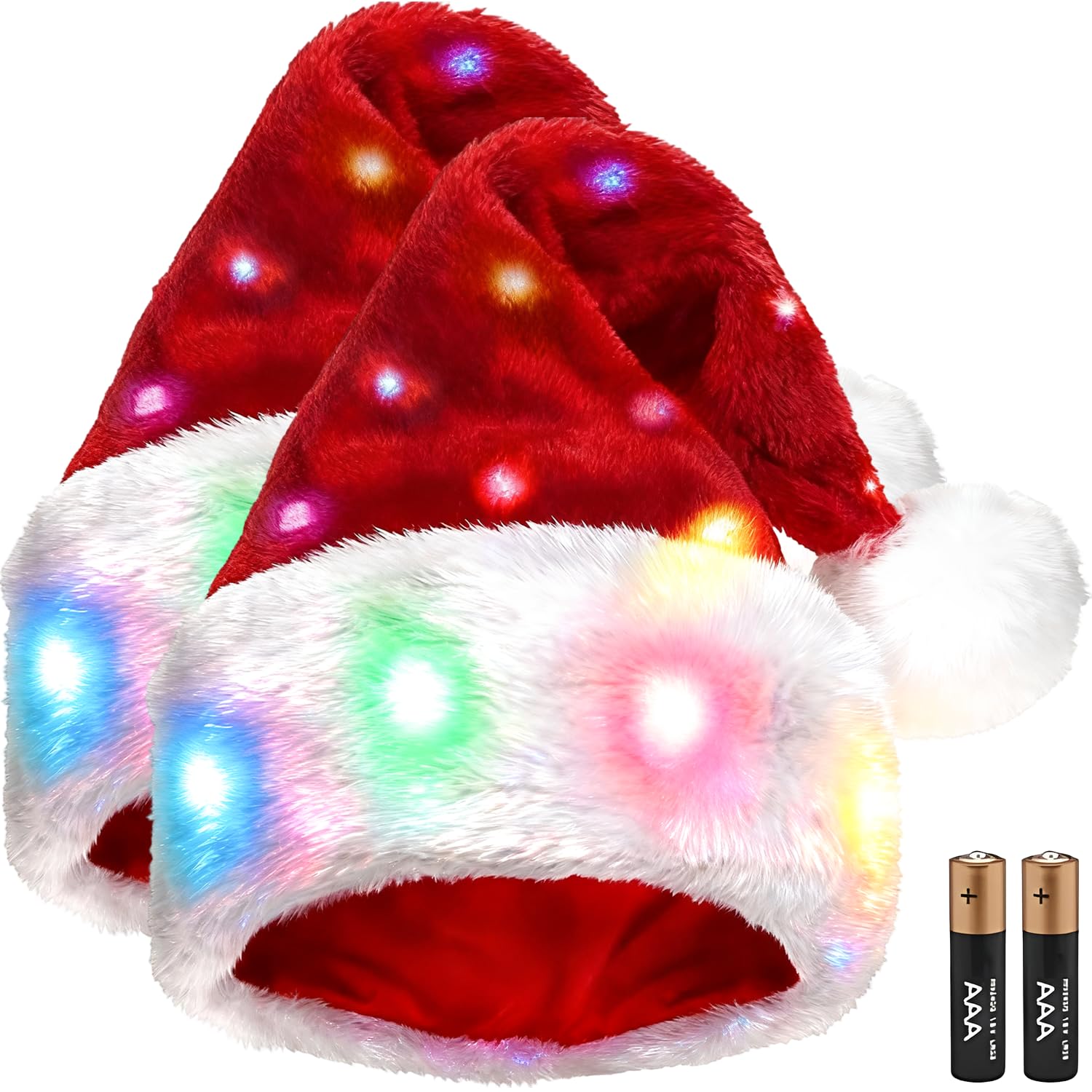 2Pcs Unisex Velvet Santa Hat for Adults  Comfortably Plush Classic Fur Holiday Hat  Perfect for Christmas and New Year Celebrations