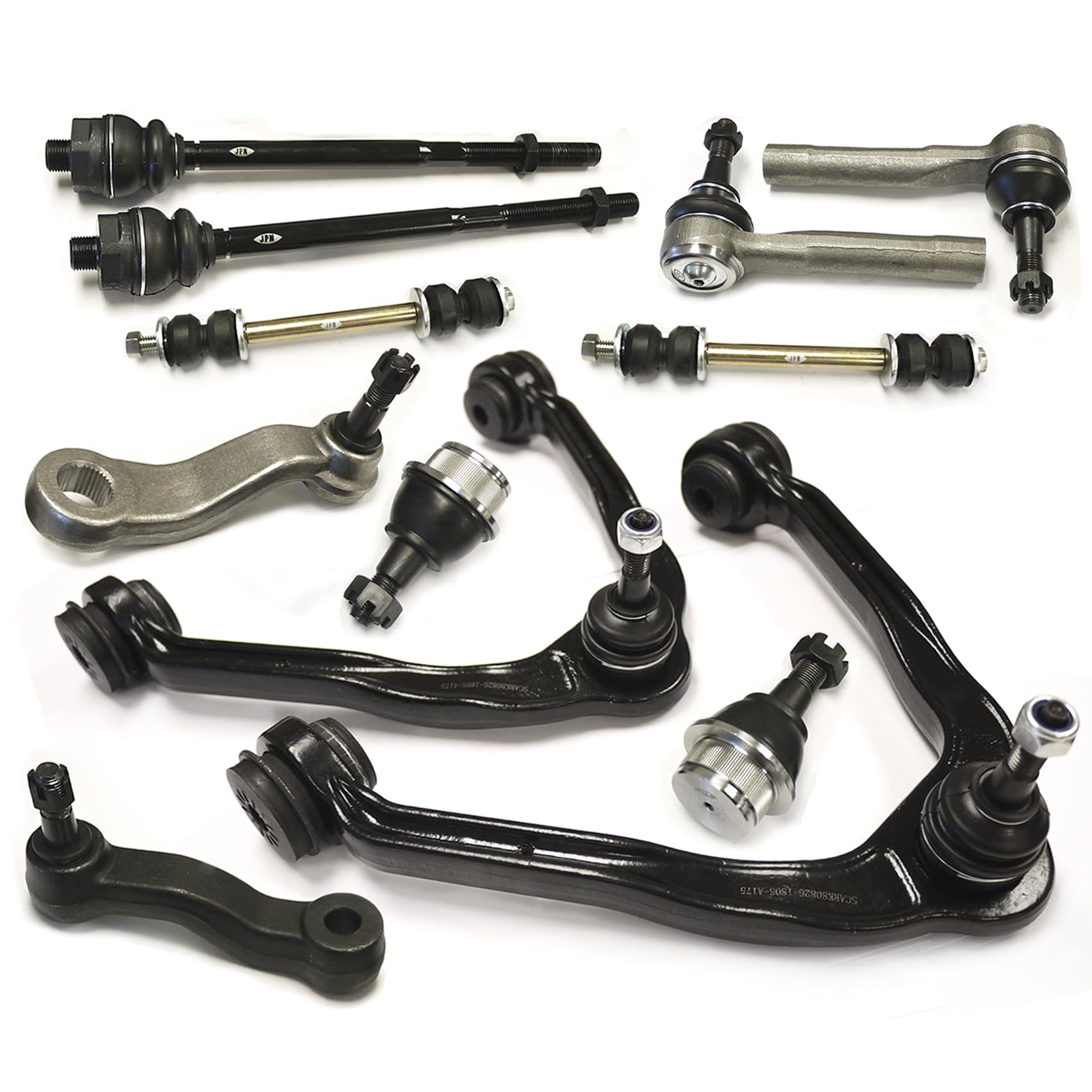 12PC Front Suspension Kit Front Upper Control Arm & Lower Ball Joint & Stabilizer Sway Bar Link Steering Inner & Outer Tie Rod End Pitman Idler Arm Compatible with 1999-2006 Chevy Silverado 1500 4WD
