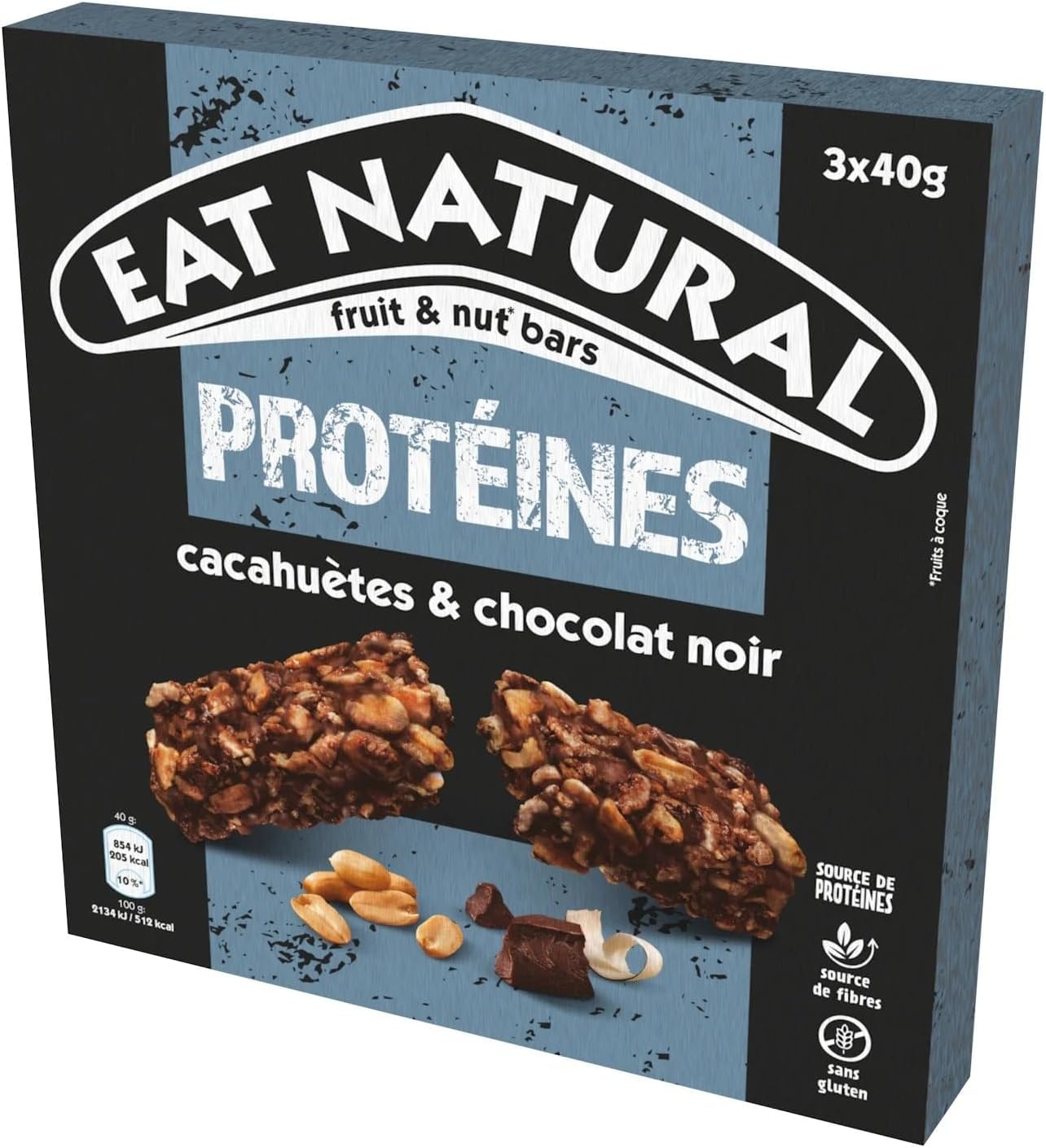 Eat Natural – Lot de 5 variétés de barres de céréales sans gluten – Amandes, Cranberries, Cacahuètes, Chocolat noir, Vegan – 5 x 3 barres de 40 g (15 barres)