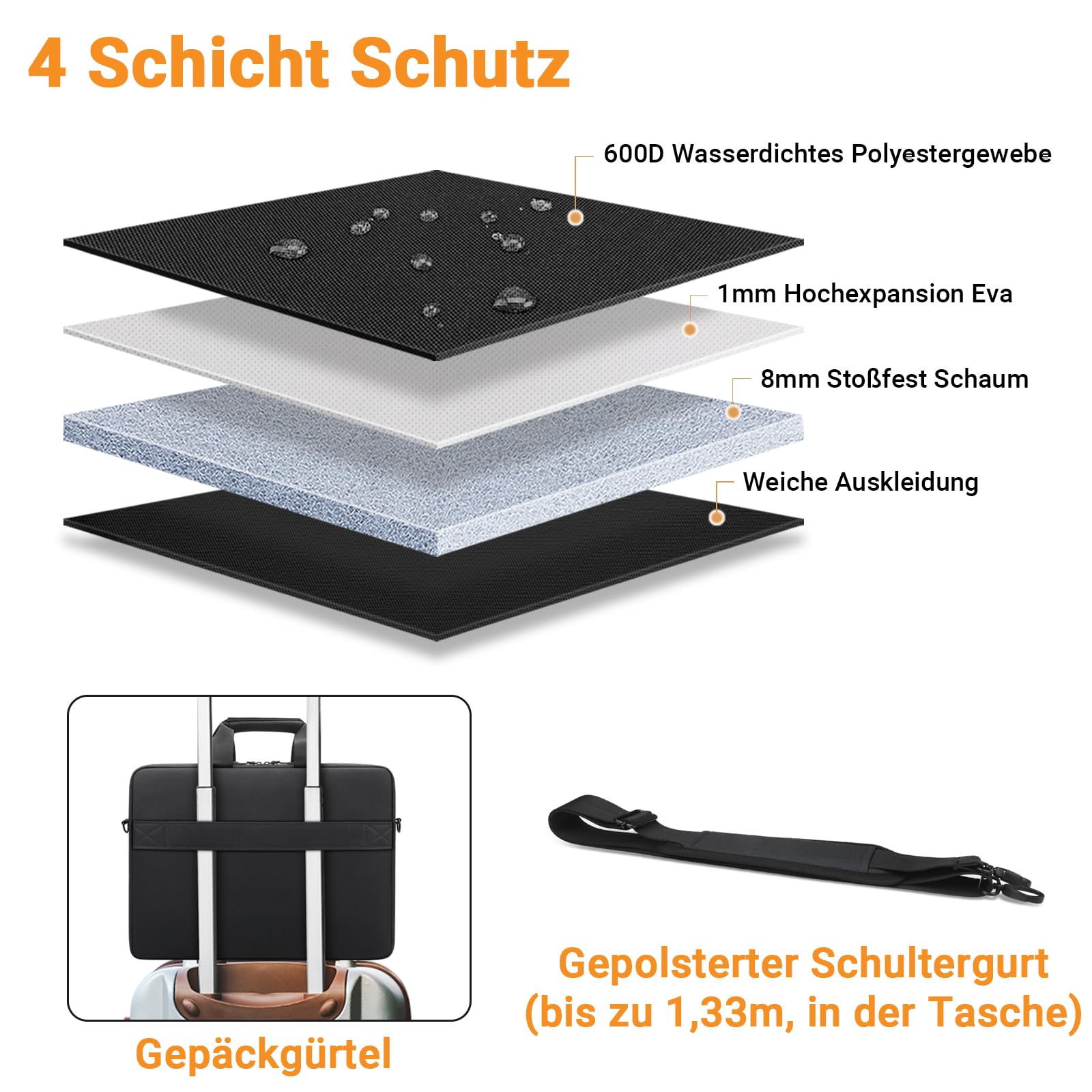 TECOOL Torba na laptopa 17 17,3 cala, wodoodporna torba na laptopa torba kurierska | Aktówka z paskiem na ramię do 17 17,3 cala Lenovo HP Dell Acer ASUS Notebook Computer Carry Case, czarna