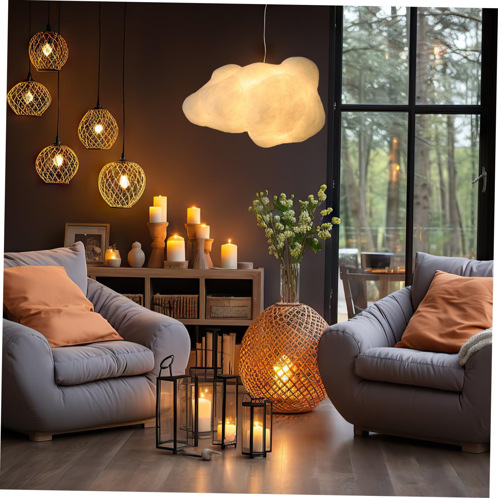 Ciieeo Lámpara Colgante Led Con Forma De Nube 13.38X7.87X7.08In Luz De Techo Decorativa Para Hogar Restaurante Bar Cafetería Diseño Creativo Sin Cable De Tierra
