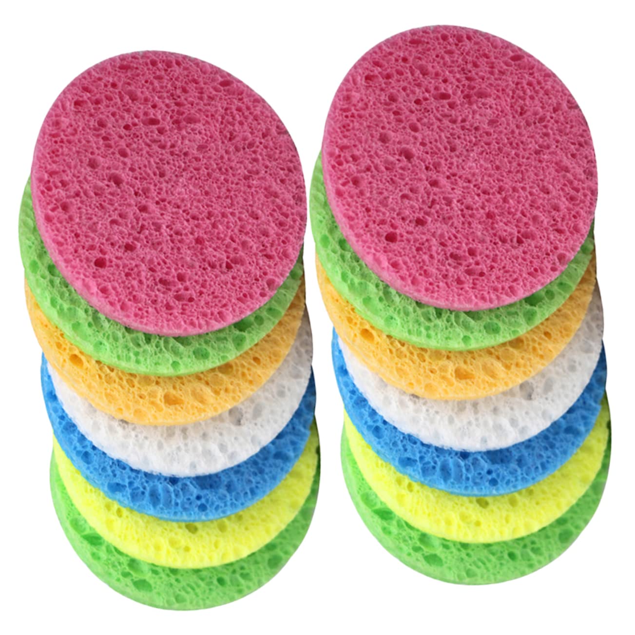 Housoutil 100 Piezas Puff facial de compresión esponjas de celulosa esponjas faciales de celulosa de maquillaje redonda de spa para fregar limpio