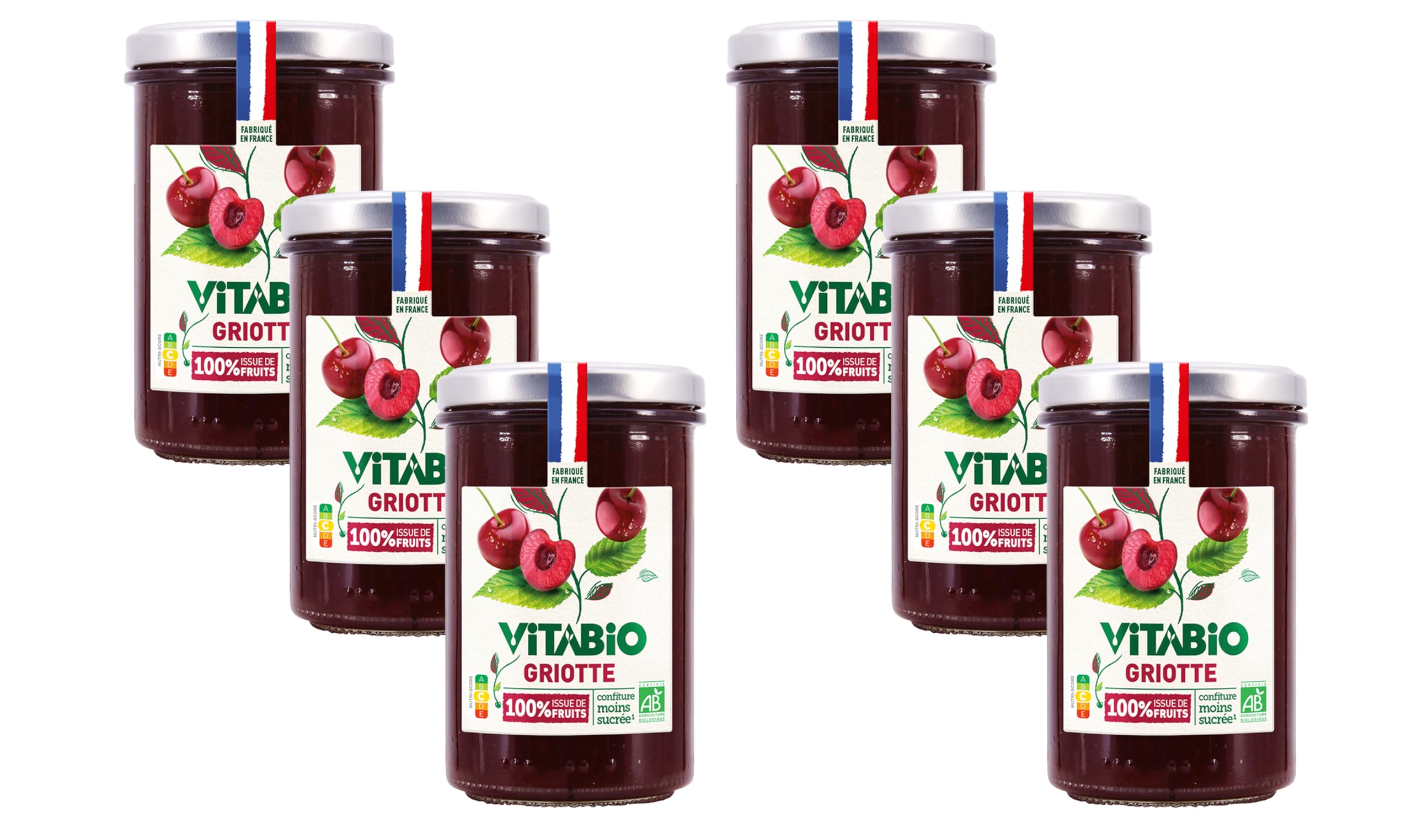 VITABIO - Confiture de Griotte 100% issue de fruits - BIO - Lot de 6-6x275g