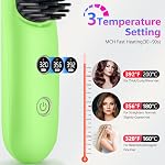 STUDLLY LCD Visière de lisseur de cheveux sans fil d'écran 2 en 1, portatif Mini Brosse de redressage des cheveux pour Voyage Négatif Ionic Chauffage rapide Peigne chaud pour les femmes, Brosse pliante avec miroir, Vert